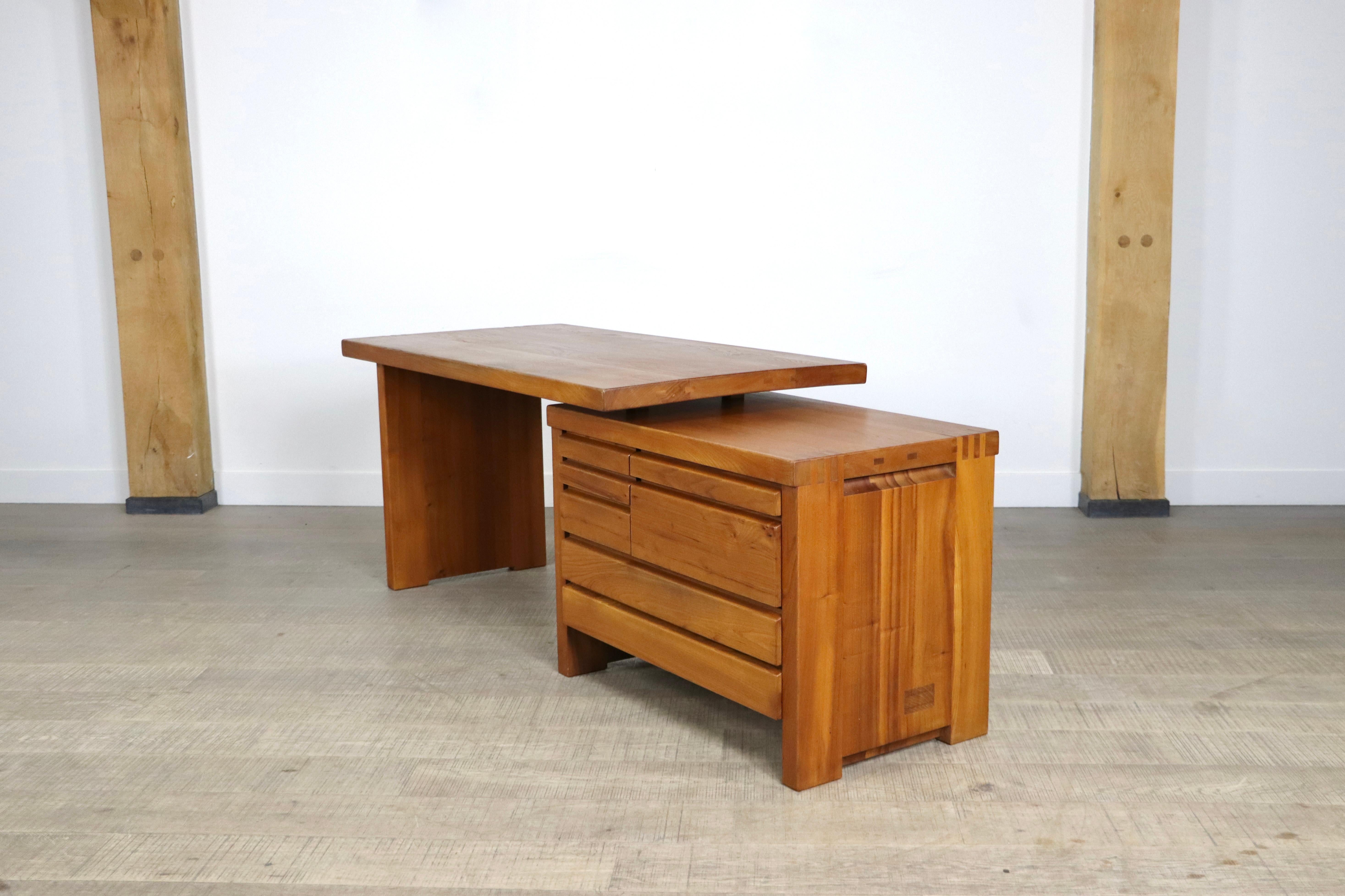 Pierre Chapo B19 Desk in Solid Elm, France 1960s For Sale 5