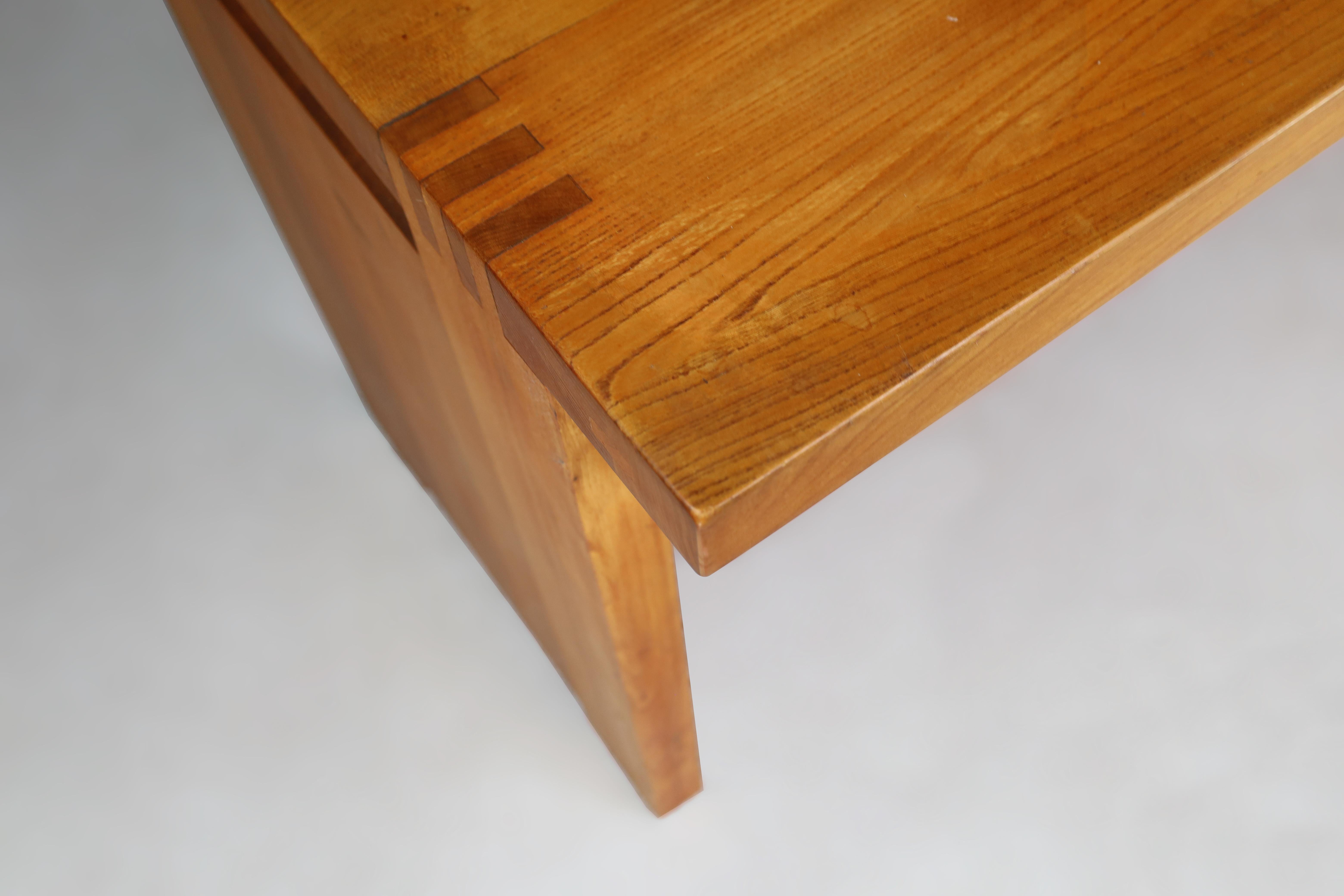 Pierre Chapo B19 Writing Desk in Patinated Solid Elm, France, 1960s For Sale 7