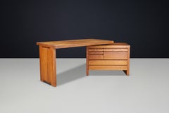 Pierre Chapo B19 Writing Desk in Patinated Solid Elm, France, 1960s