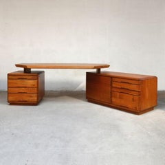 Pierre Chapo B40 Adjustable Solid Elm Desk, France, circa 1970