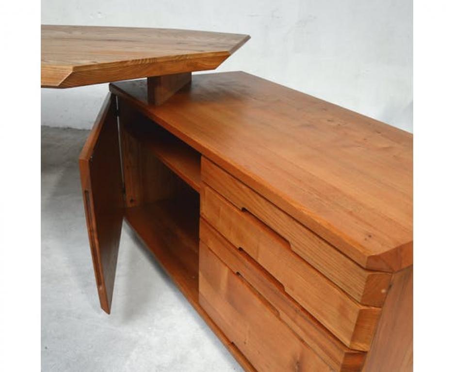 Pierre Chapo B40 Adjustable Solid Elm Desk, France, circa 1970 For Sale 2