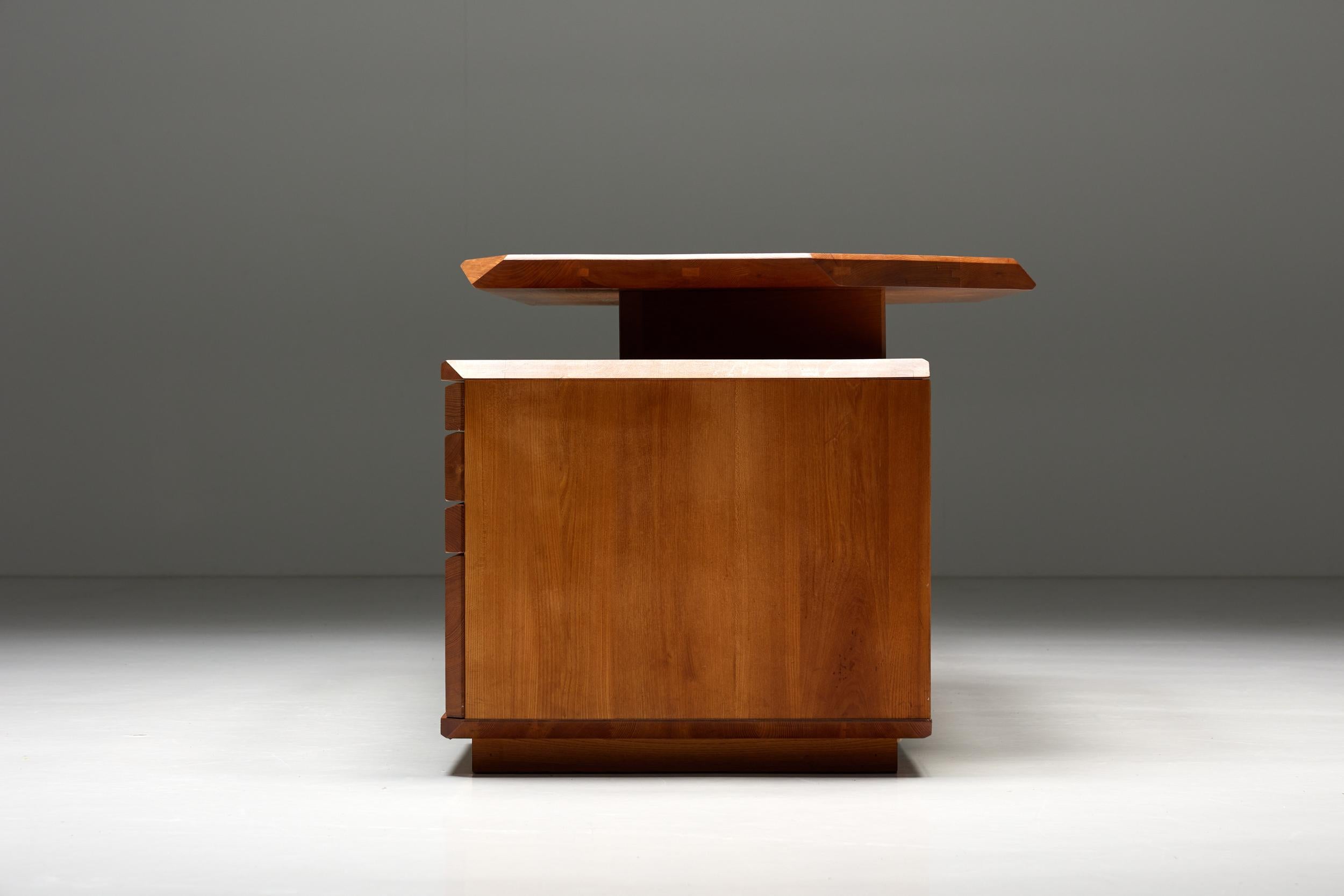 Pierre Chapo B40 Desk in Solid Elm, France, 1960s 2