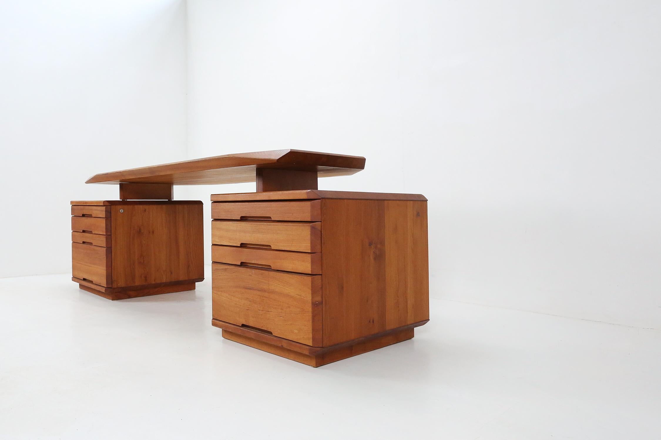 Mid-Century Modern Pierre Chapo B40 Desk in Solid Elm Wood