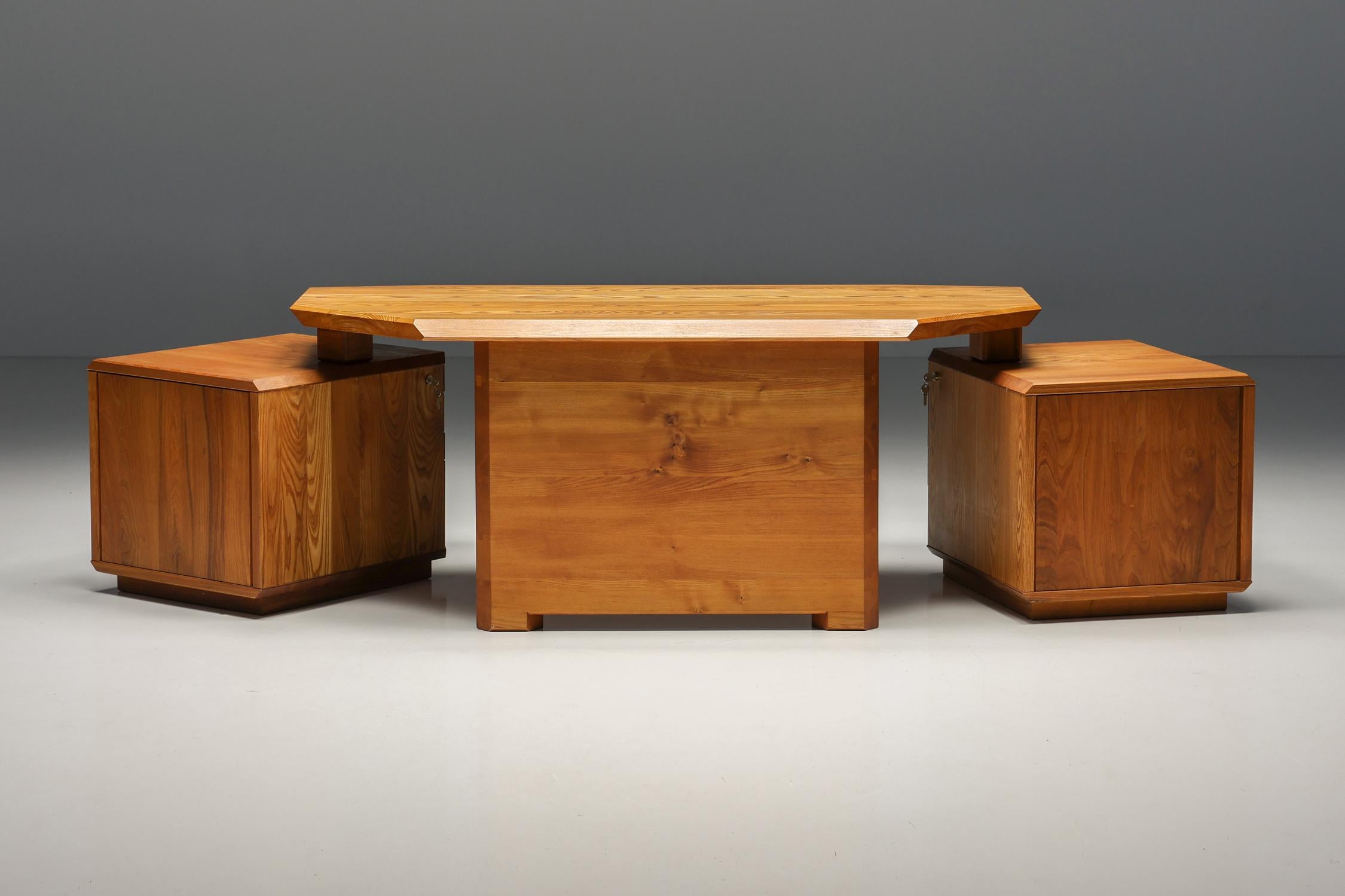 B40 Desk in Solid Elm by Pierre Chapo, France, 1960s For Sale 7