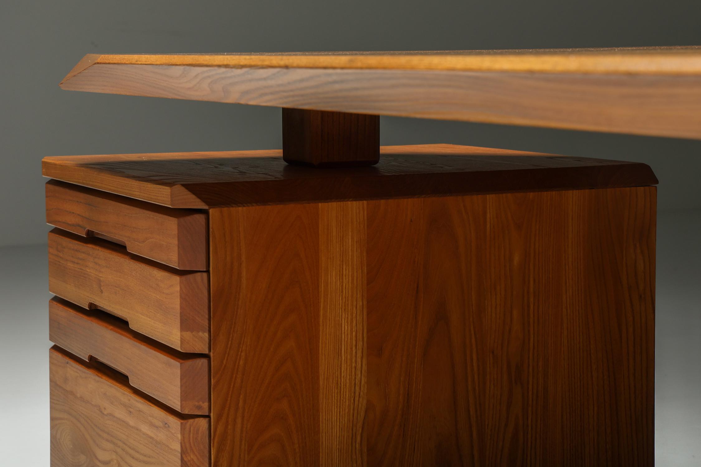 B40 Desk in Solid Elm by Pierre Chapo, France, 1960s For Sale 8