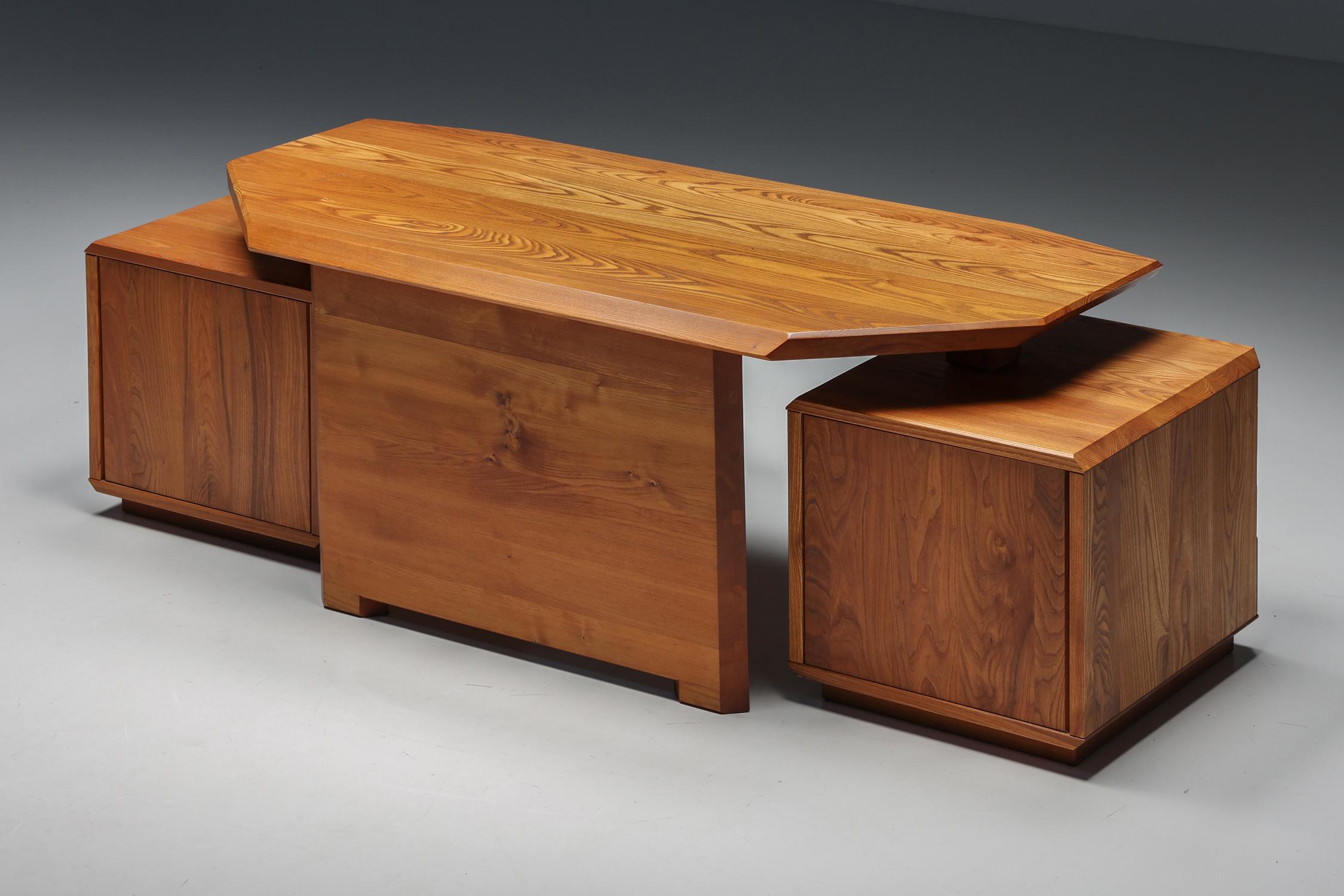 B40 Desk in Solid Elm by Pierre Chapo, France, 1960s For Sale 1