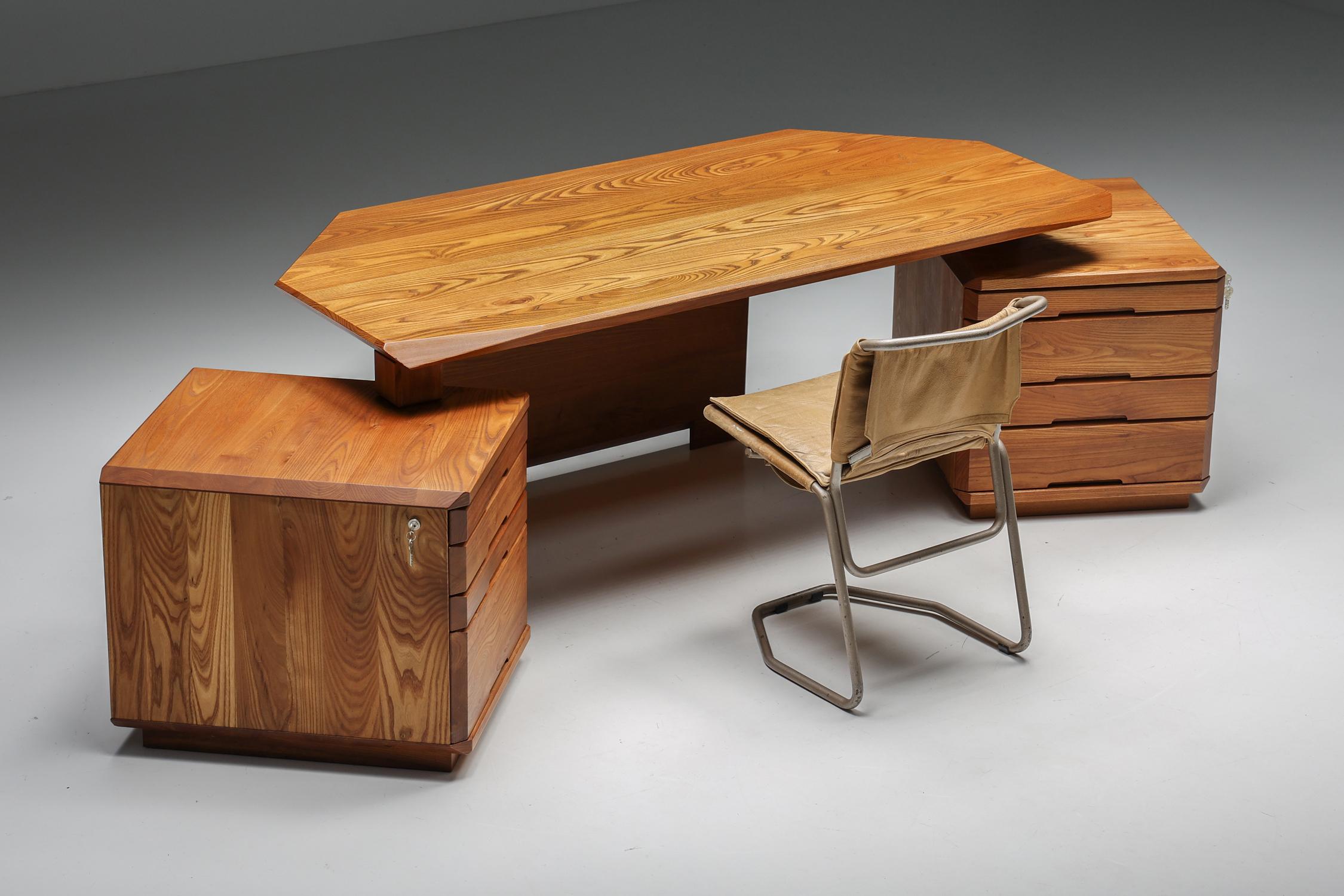 B40 Desk in Solid Elm by Pierre Chapo, France, 1960s For Sale 3