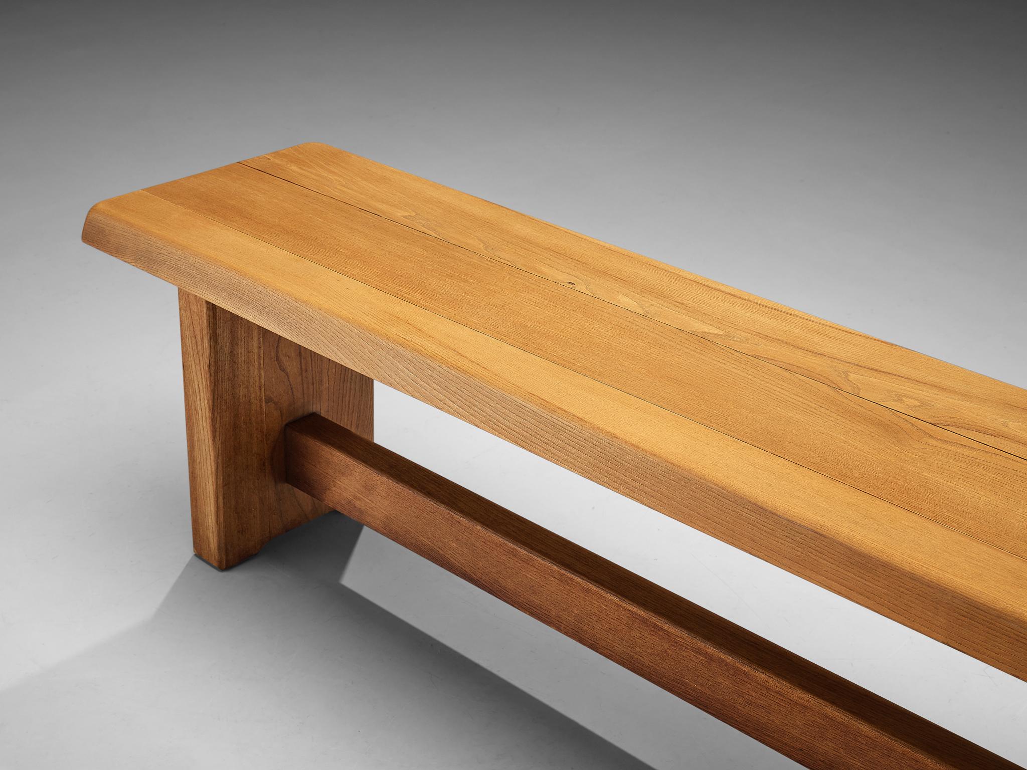 French Pierre Chapo Bench Model 'S14D' in Solid Elm