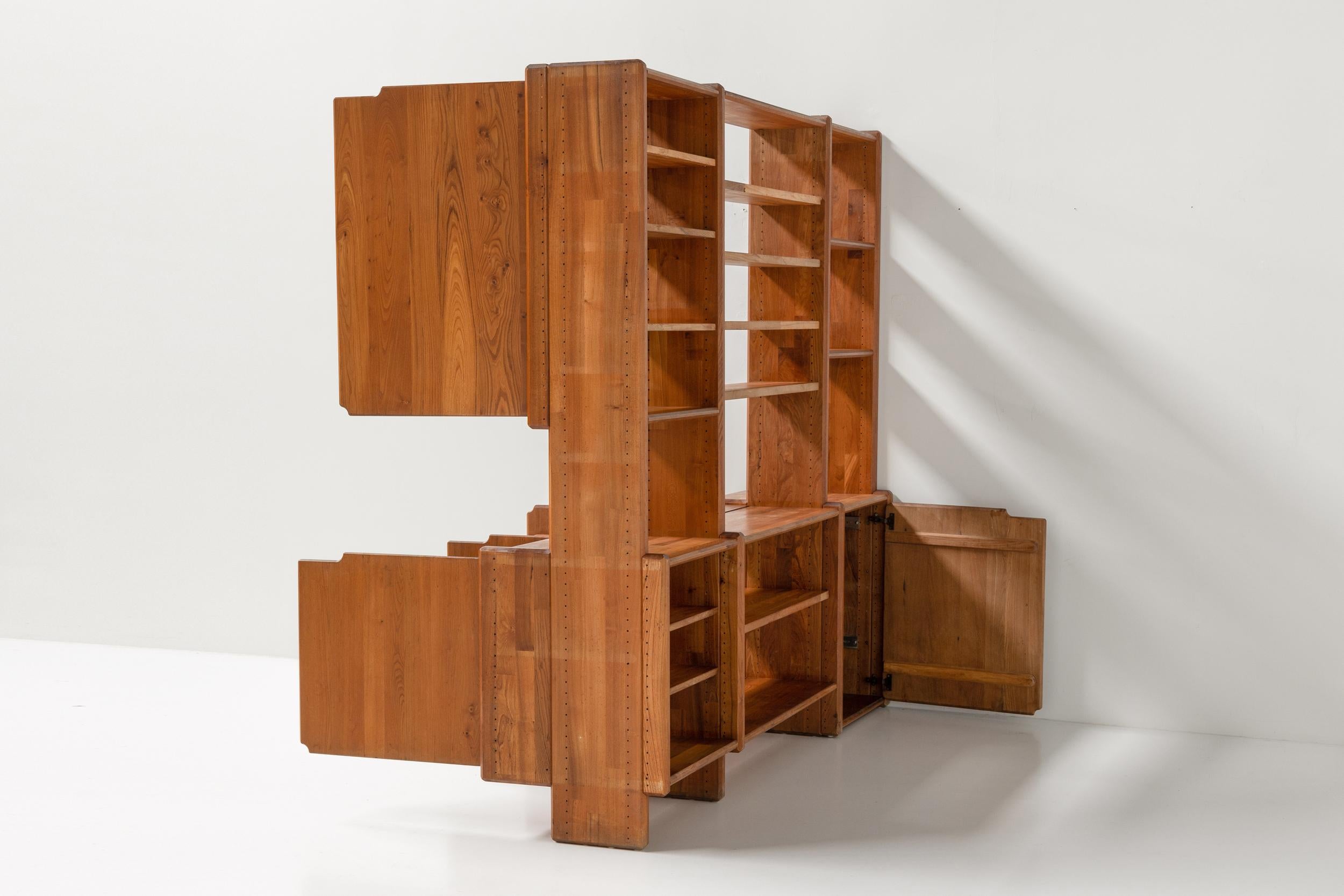 Pierre Chapo Book Case in Solid Elm, Shelves, French, Mid-Century Modern, 1970's 3
