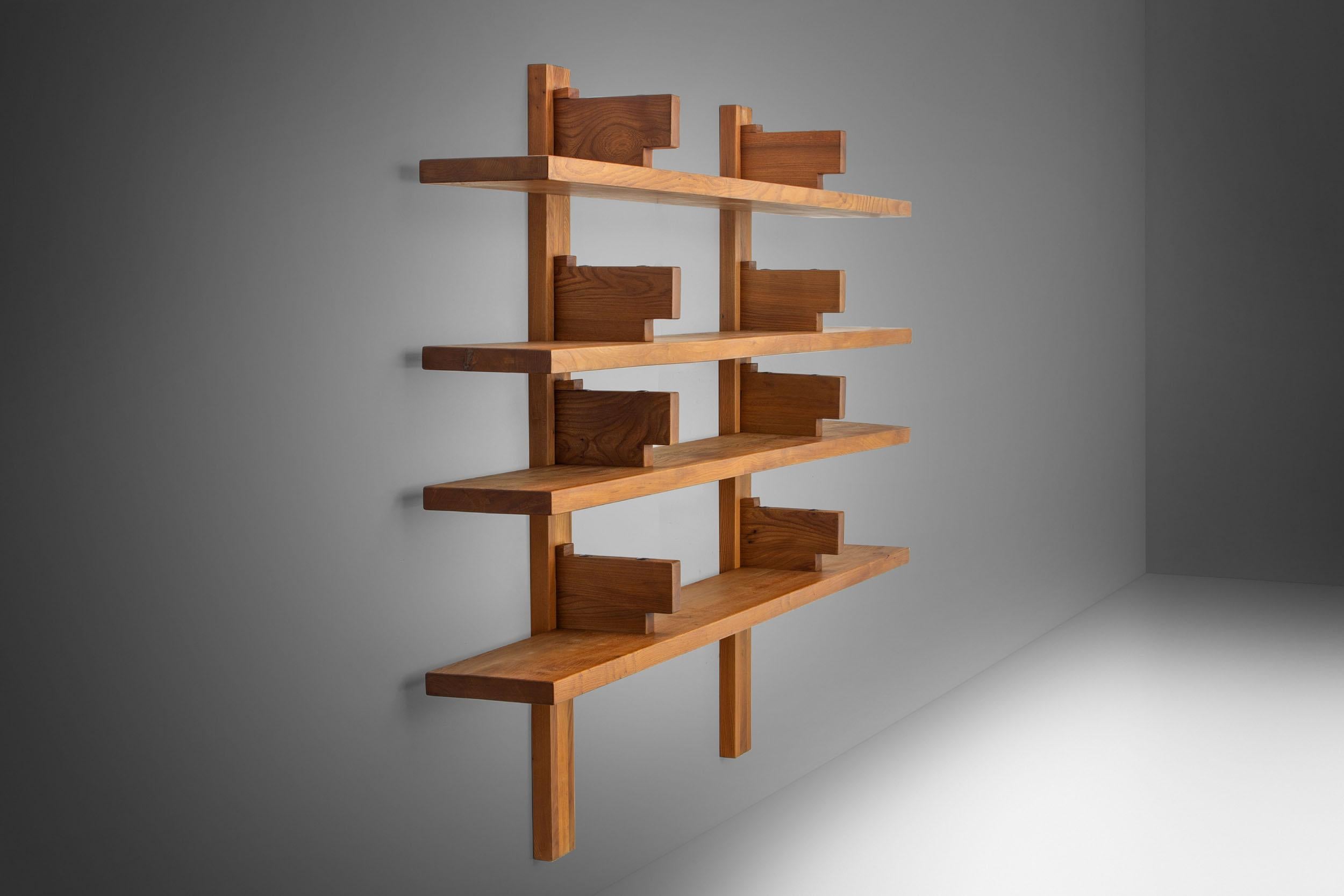 Mid-Century Modern Pierre Chapo B17 Bookshelf in Solid Elm, France, 1960s