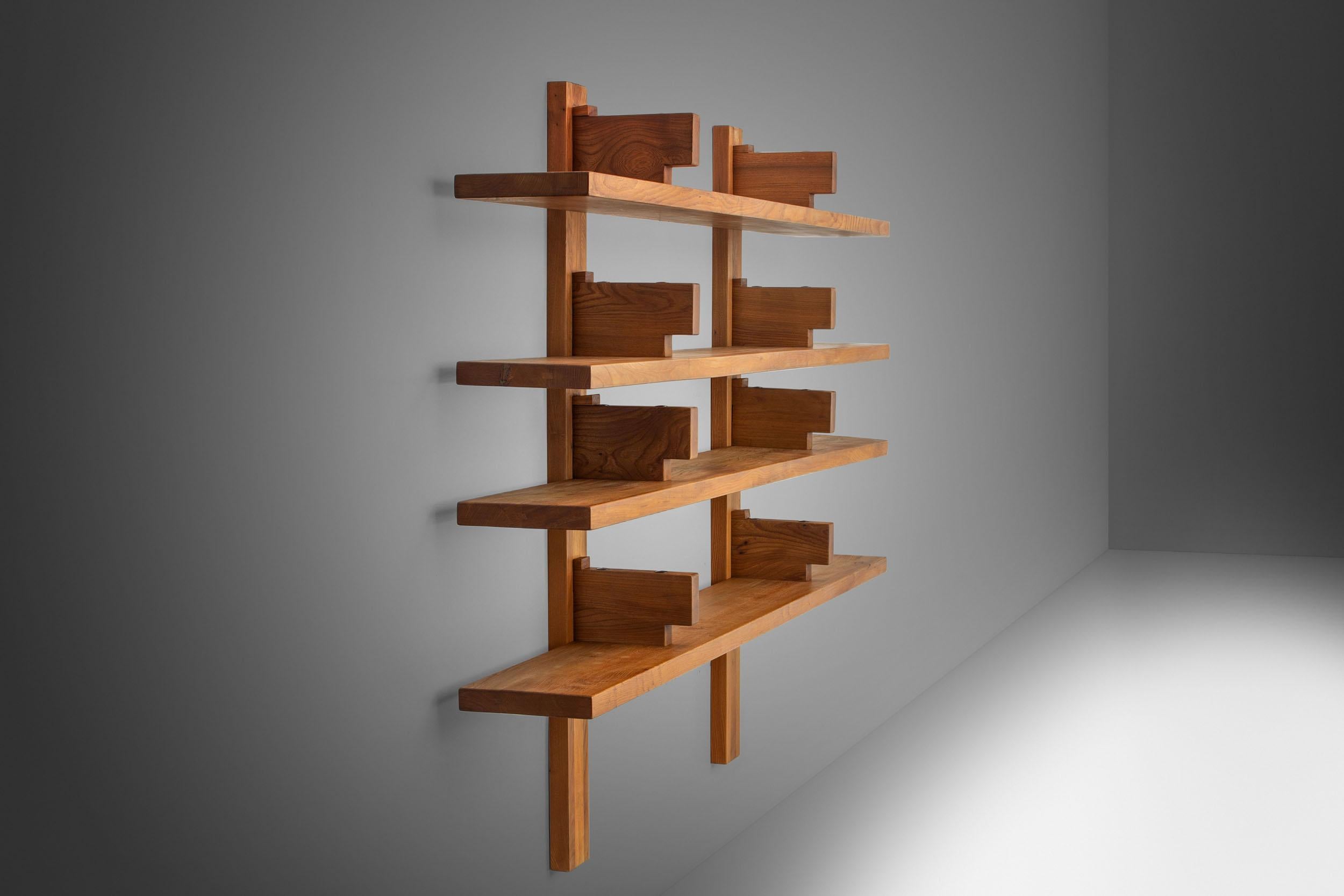 French Pierre Chapo B17 Bookshelf in Solid Elm, France, 1960s