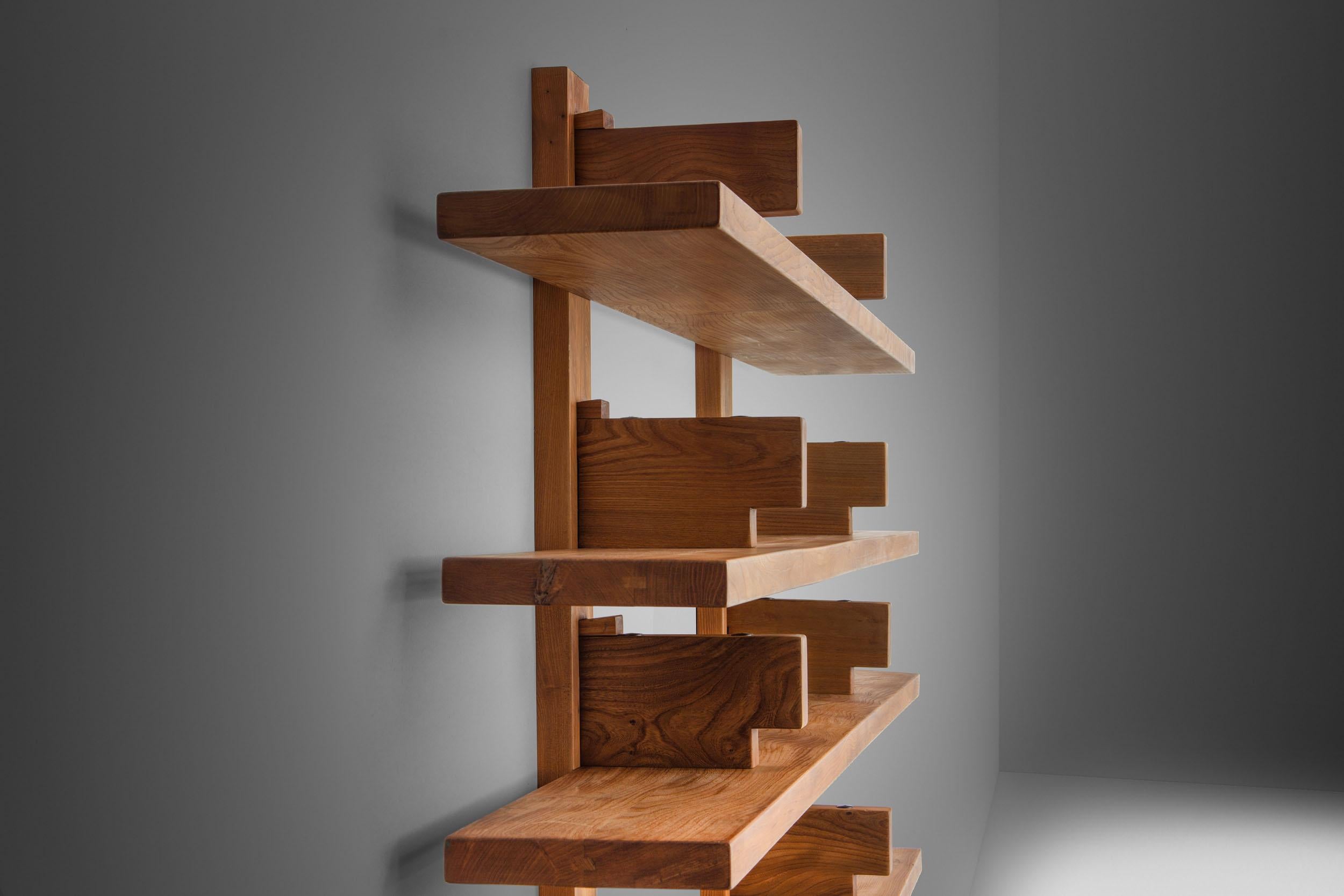 Mid-20th Century Pierre Chapo B17 Bookshelf in Solid Elm, France, 1960s