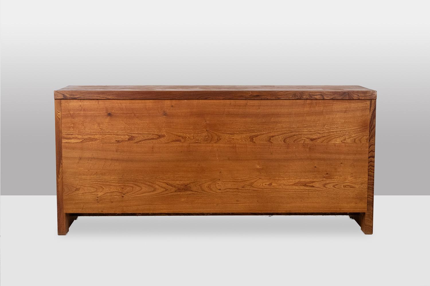 Pierre Chapo. Buffet model “R08” in blond elm, with 2 doors. Circa 1964 For Sale 5