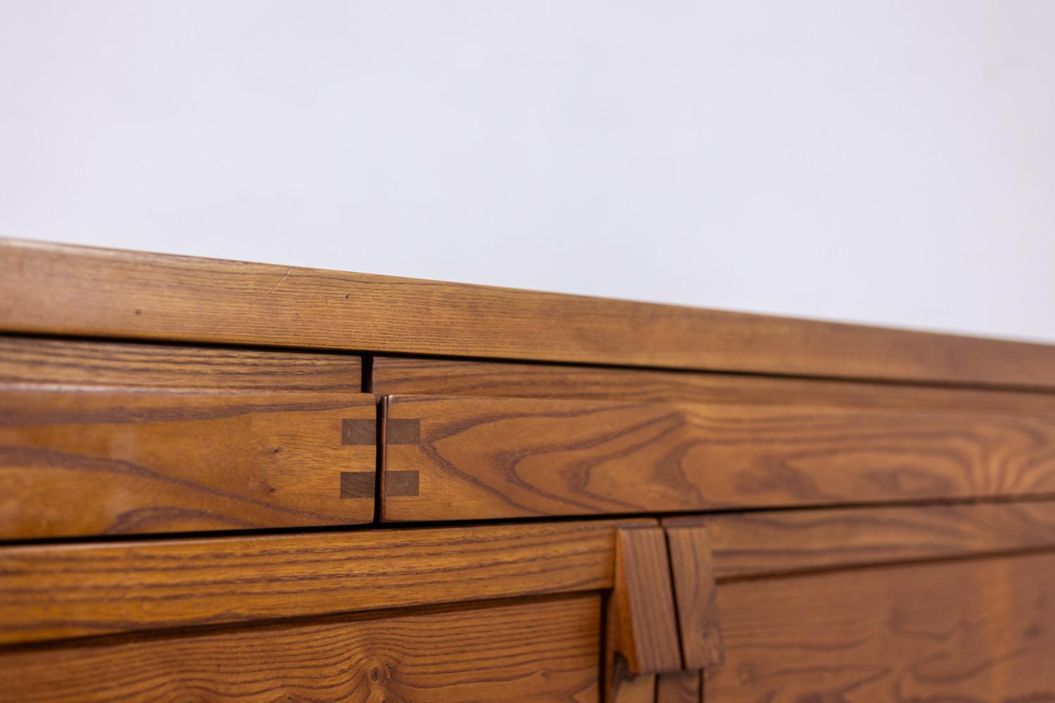 Pierre Chapo. Buffet model “R08” in blond elm, with 2 doors. Circa 1964 For Sale 6