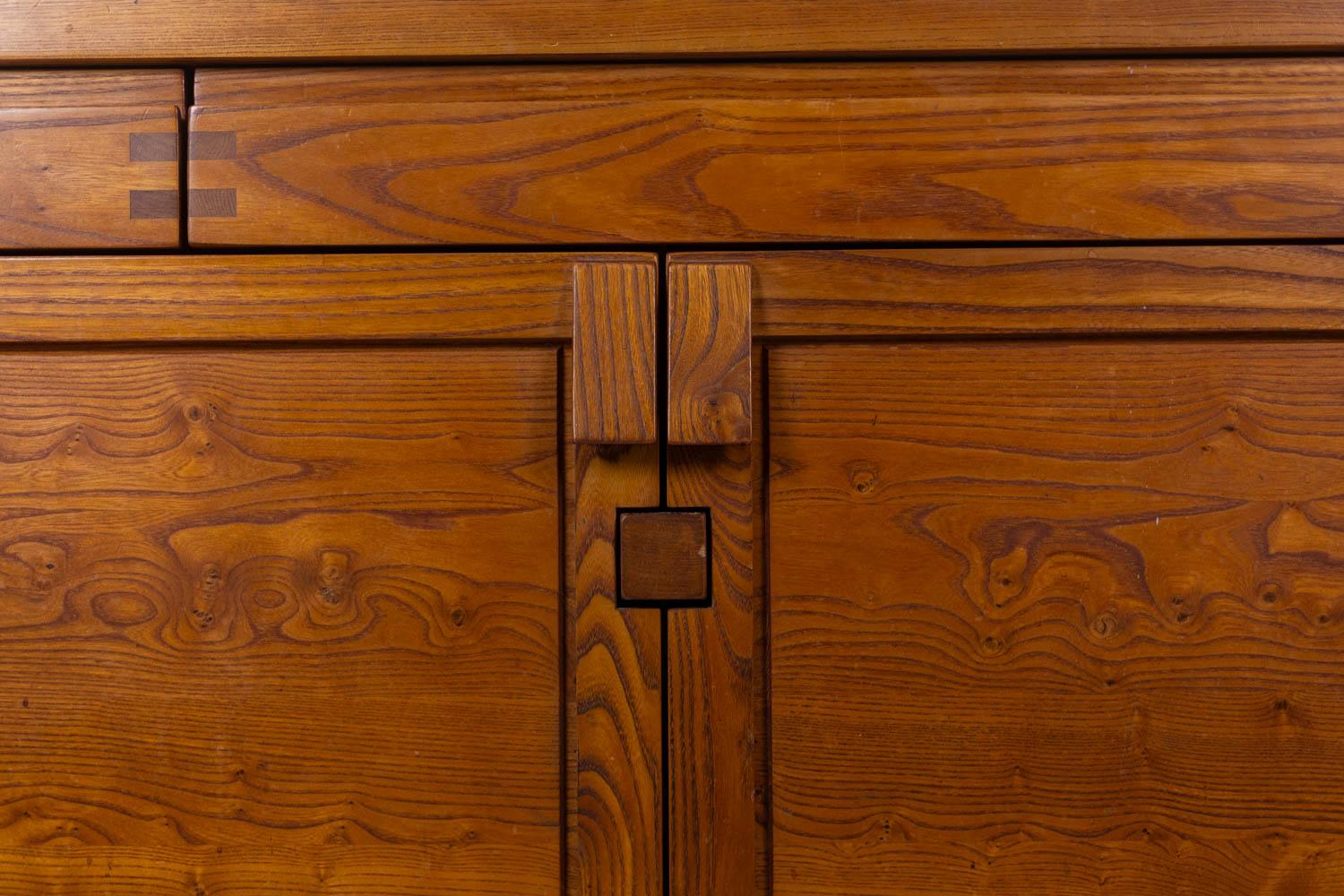Pierre Chapo. Buffet model “R08” in blond elm, with 2 doors. Circa 1964 For Sale 2