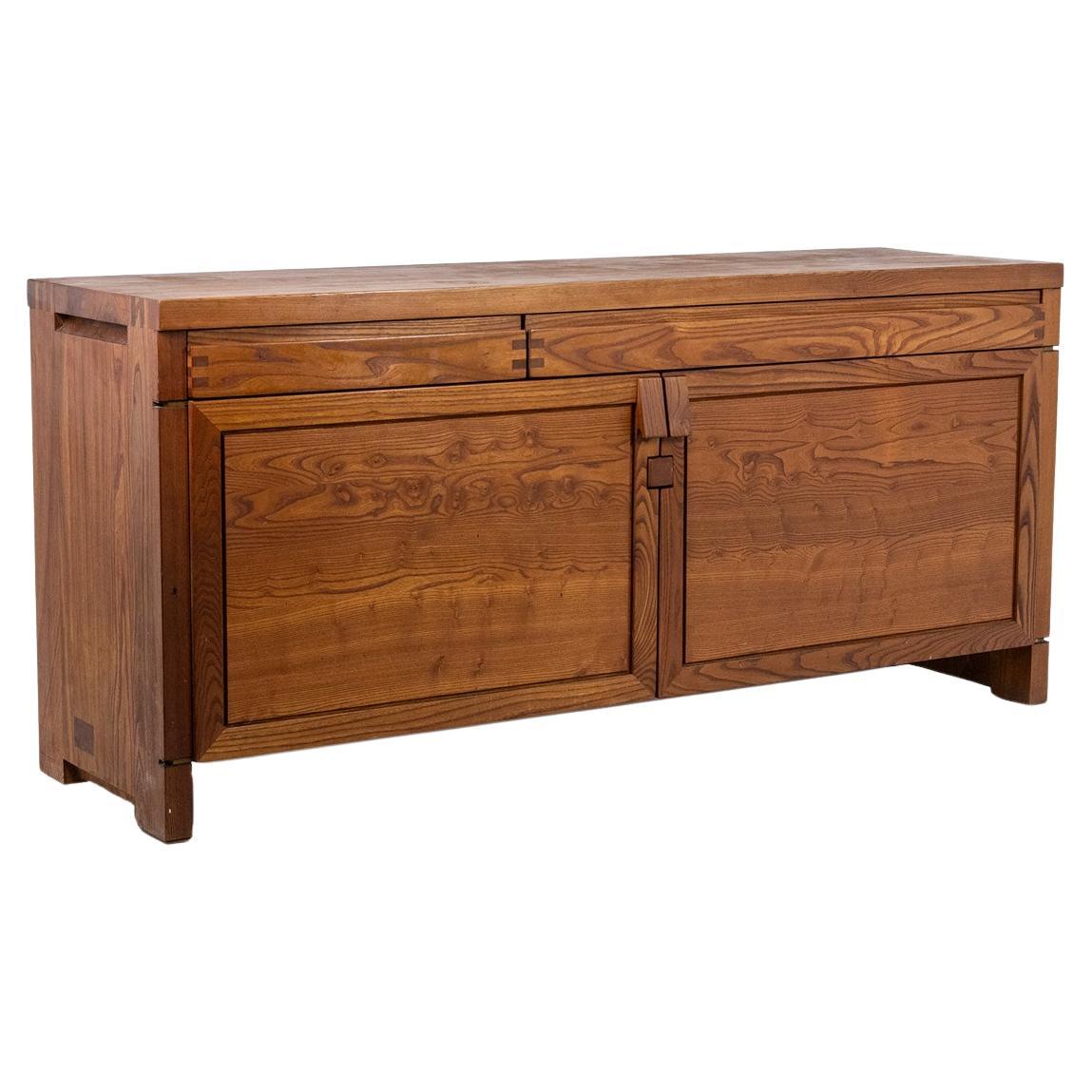 Pierre Chapo. Buffet model “R08” in blond elm, with 2 doors. Circa 1964 For Sale