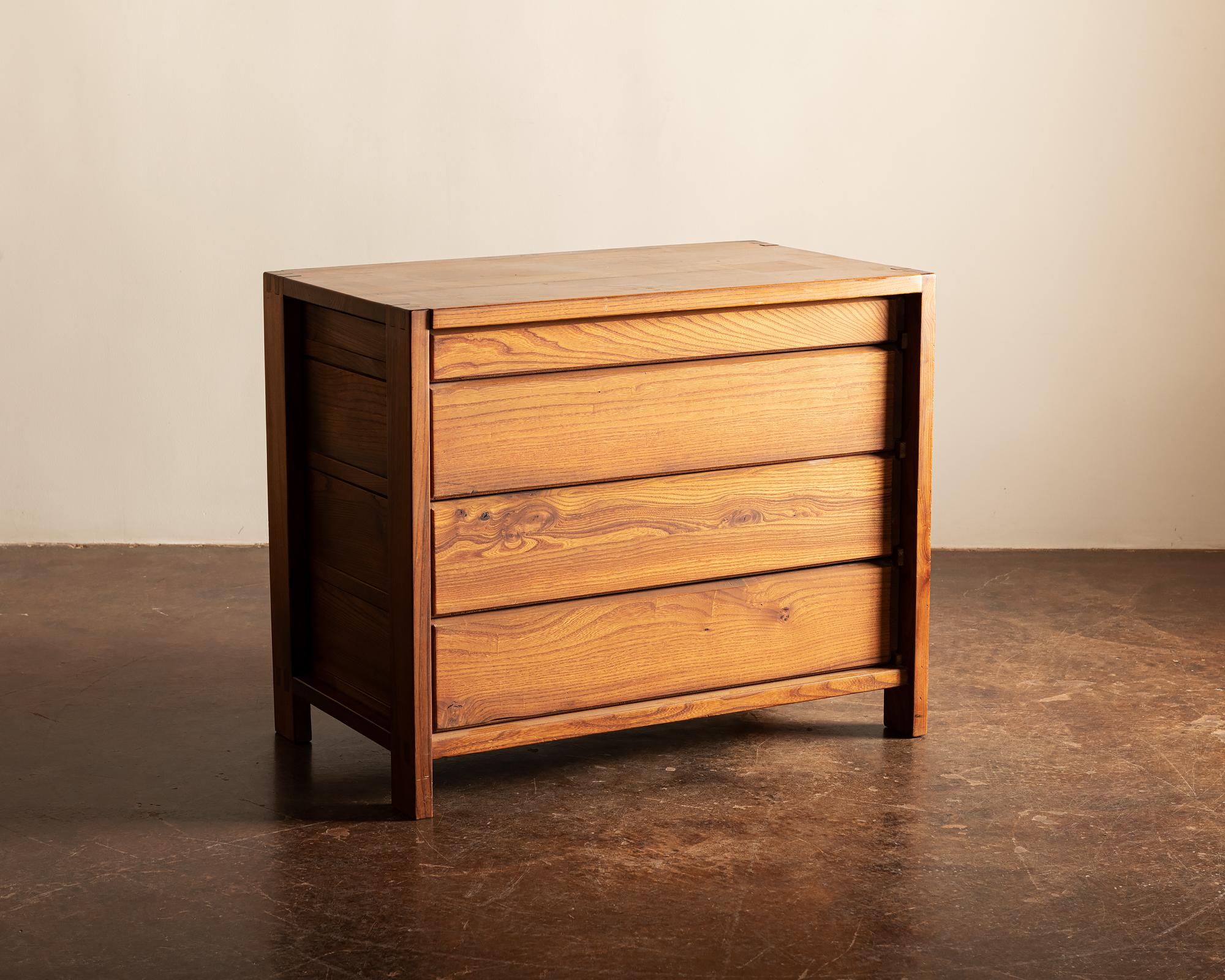 Pierre Chapo Bureau with Four Drawers in Solid Elm, France, 1970 In Good Condition In Sylacauga, AL