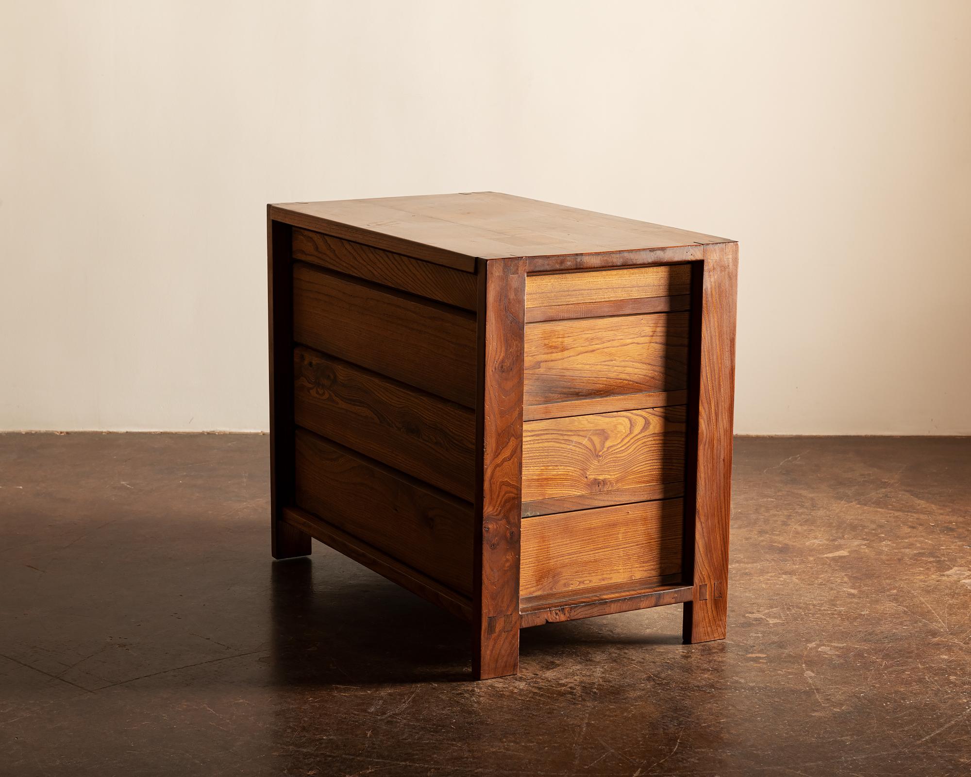 Late 20th Century Pierre Chapo Bureau with Four Drawers in Solid Elm, France, 1970