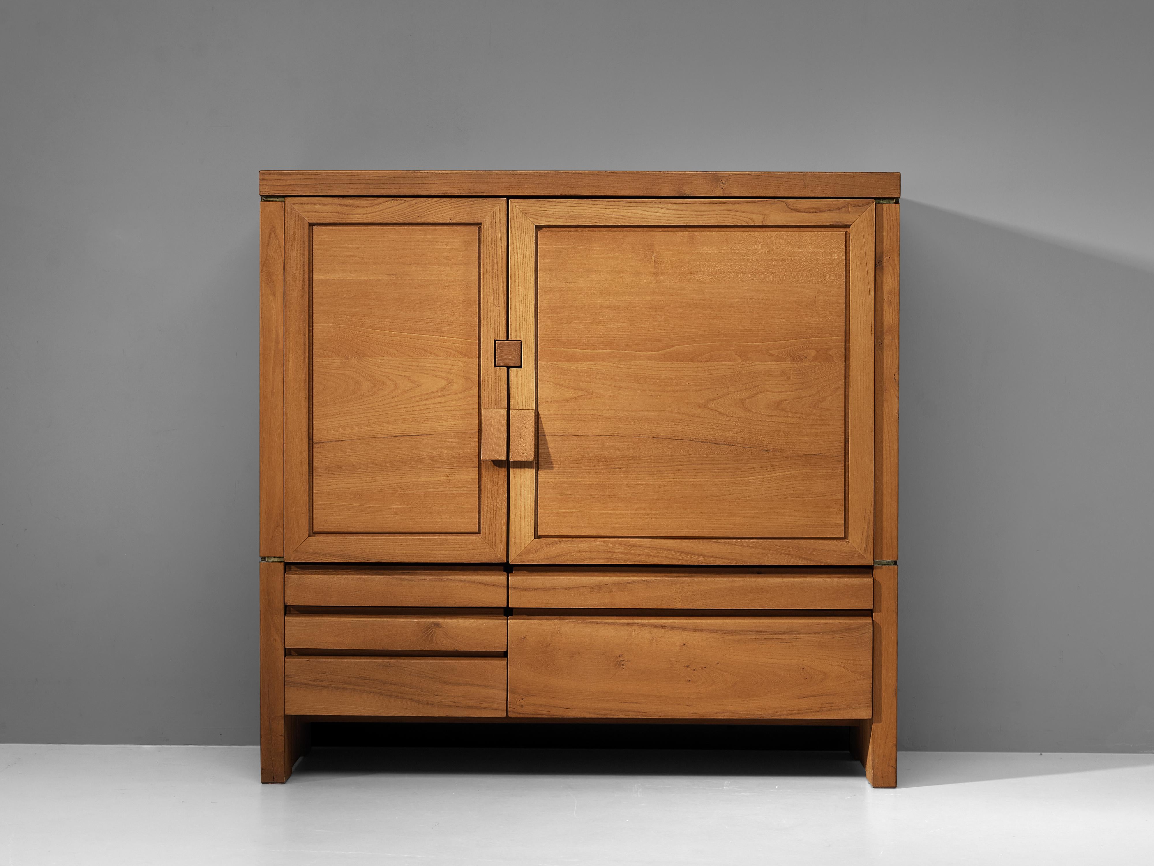 French Pierre Chapo Cabinet Model 'R18' in Solid Elm