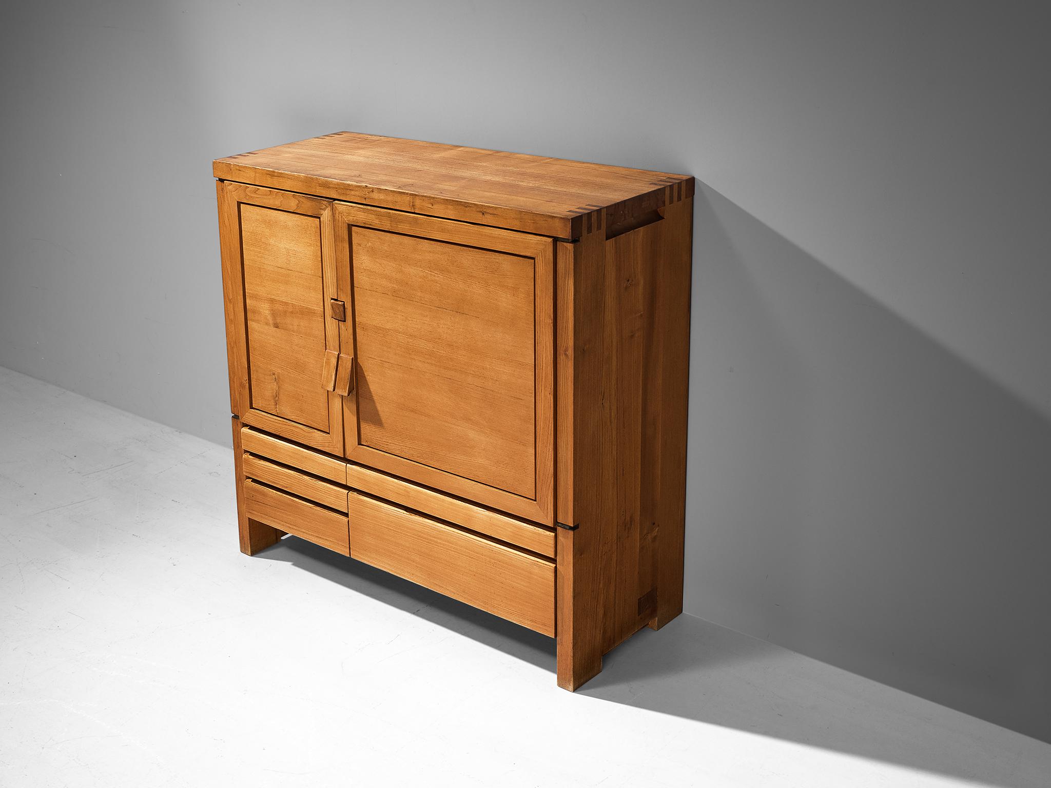 French Pierre Chapo Cabinet Model 'R18' in Solid Elm 