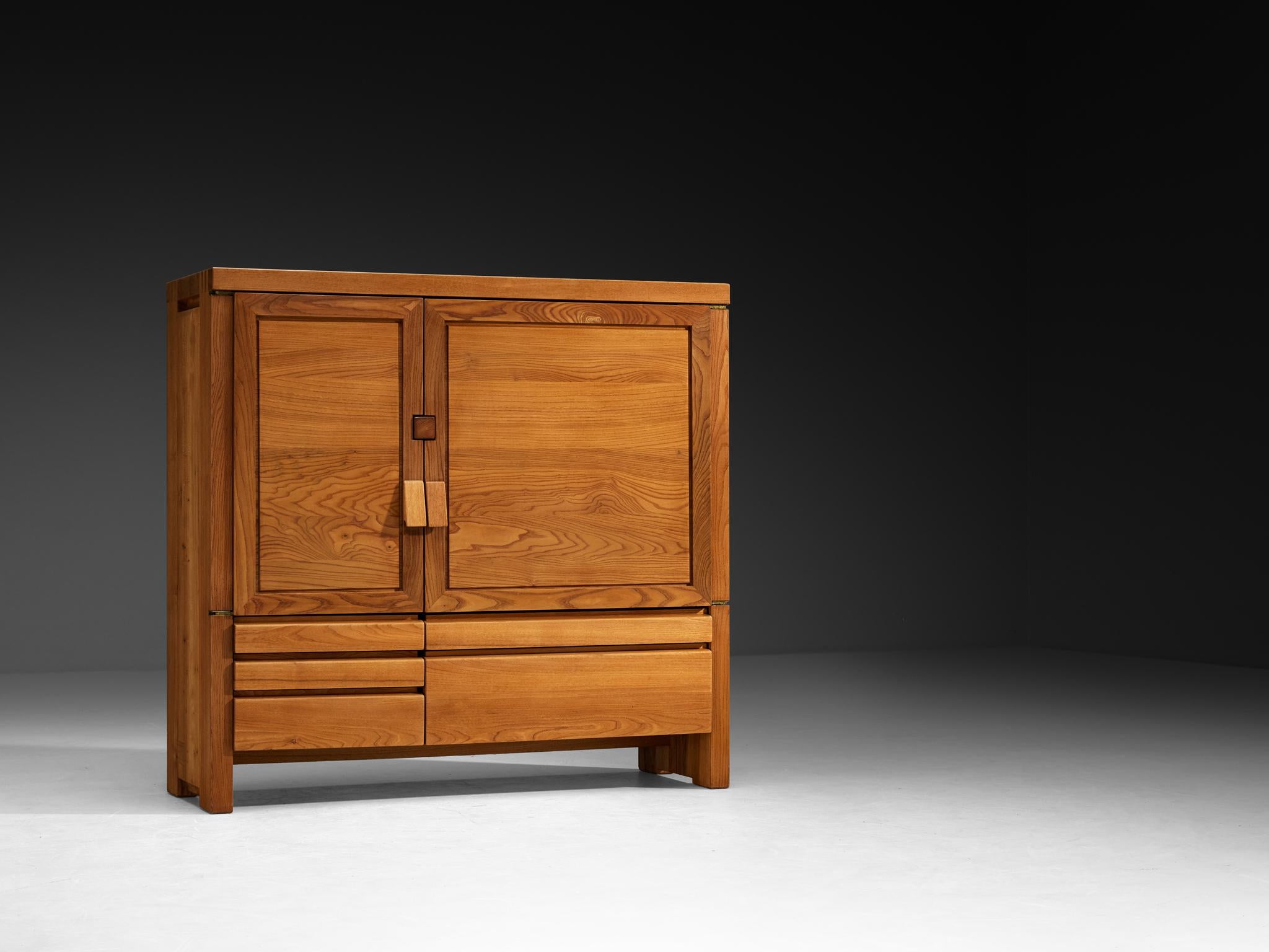 French Pierre Chapo Cabinet Model 'R18' in Solid Elm For Sale