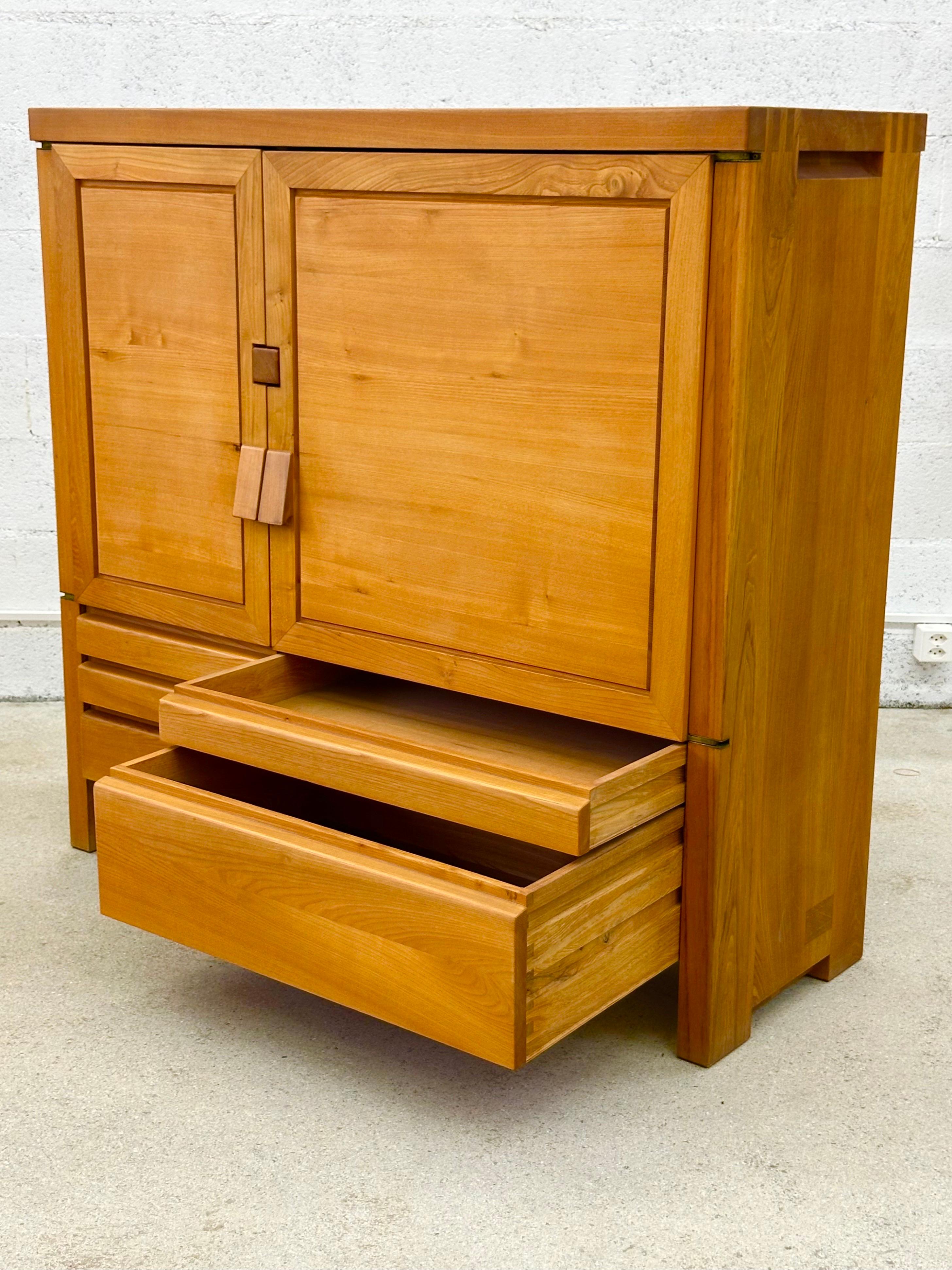 French Pierre Chapo, Cabinet, Model R18A Solid Elm, France, circa 1960 For Sale