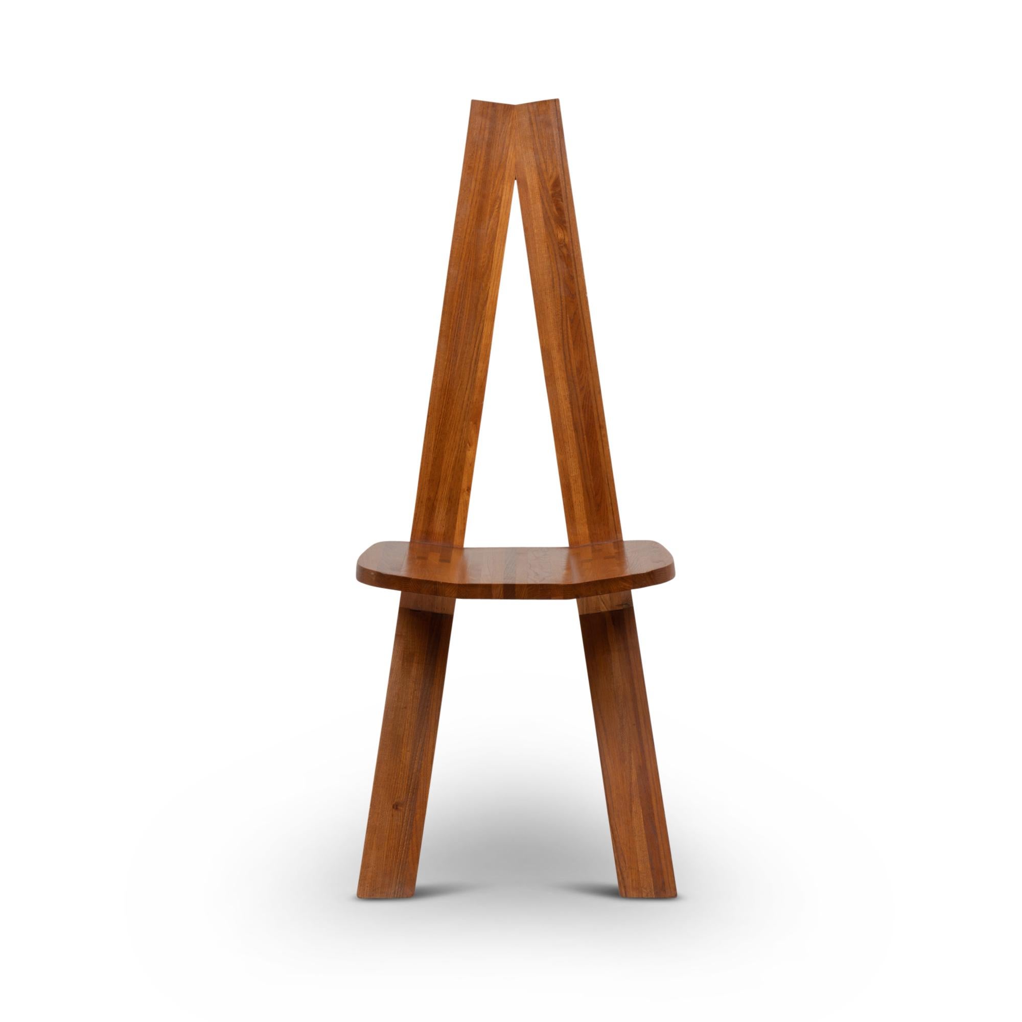 French Pierre Chapo, Chair in Blond Solid Elm Model 