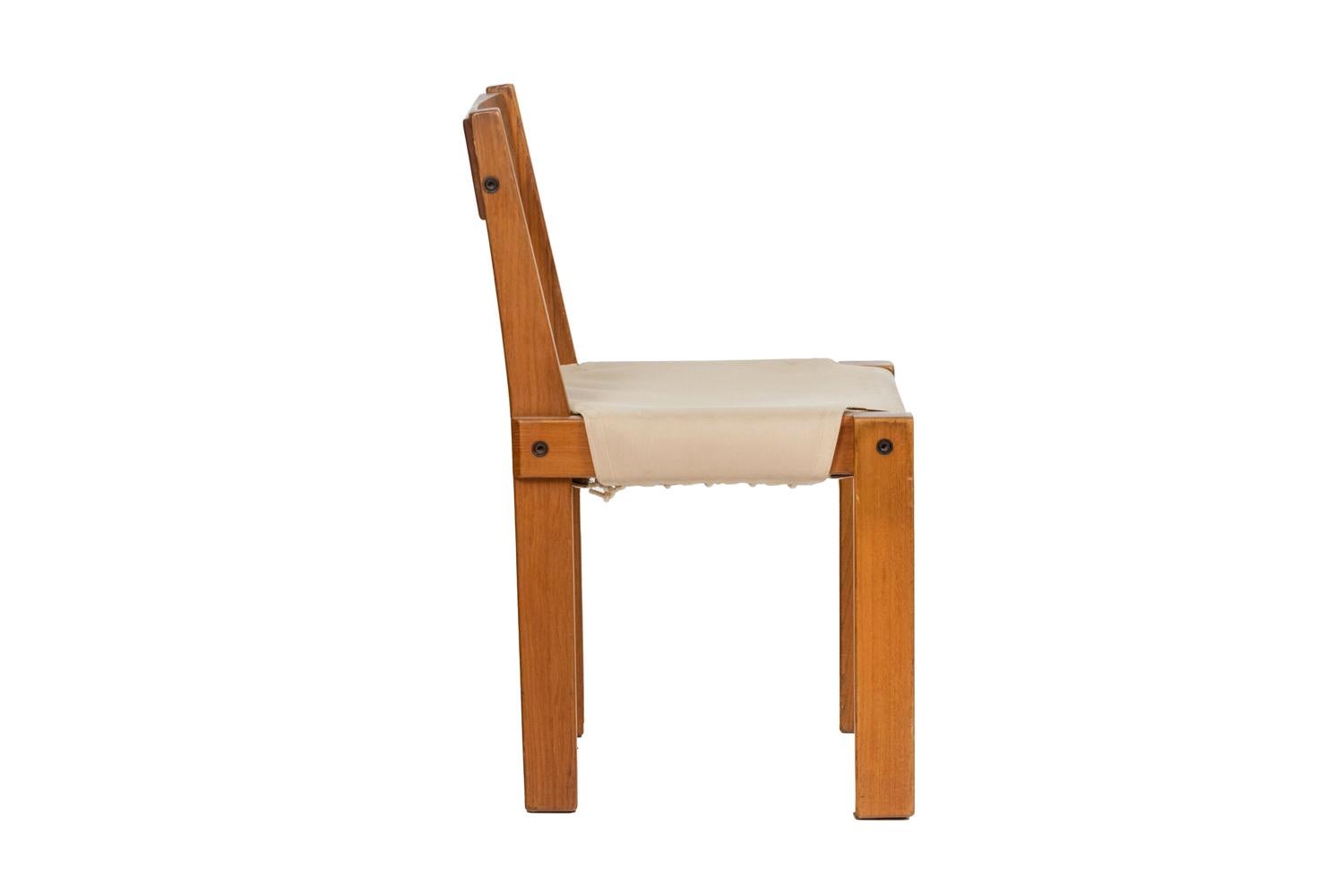 French Pierre Chapo, Chair in Elm, 1960s For Sale