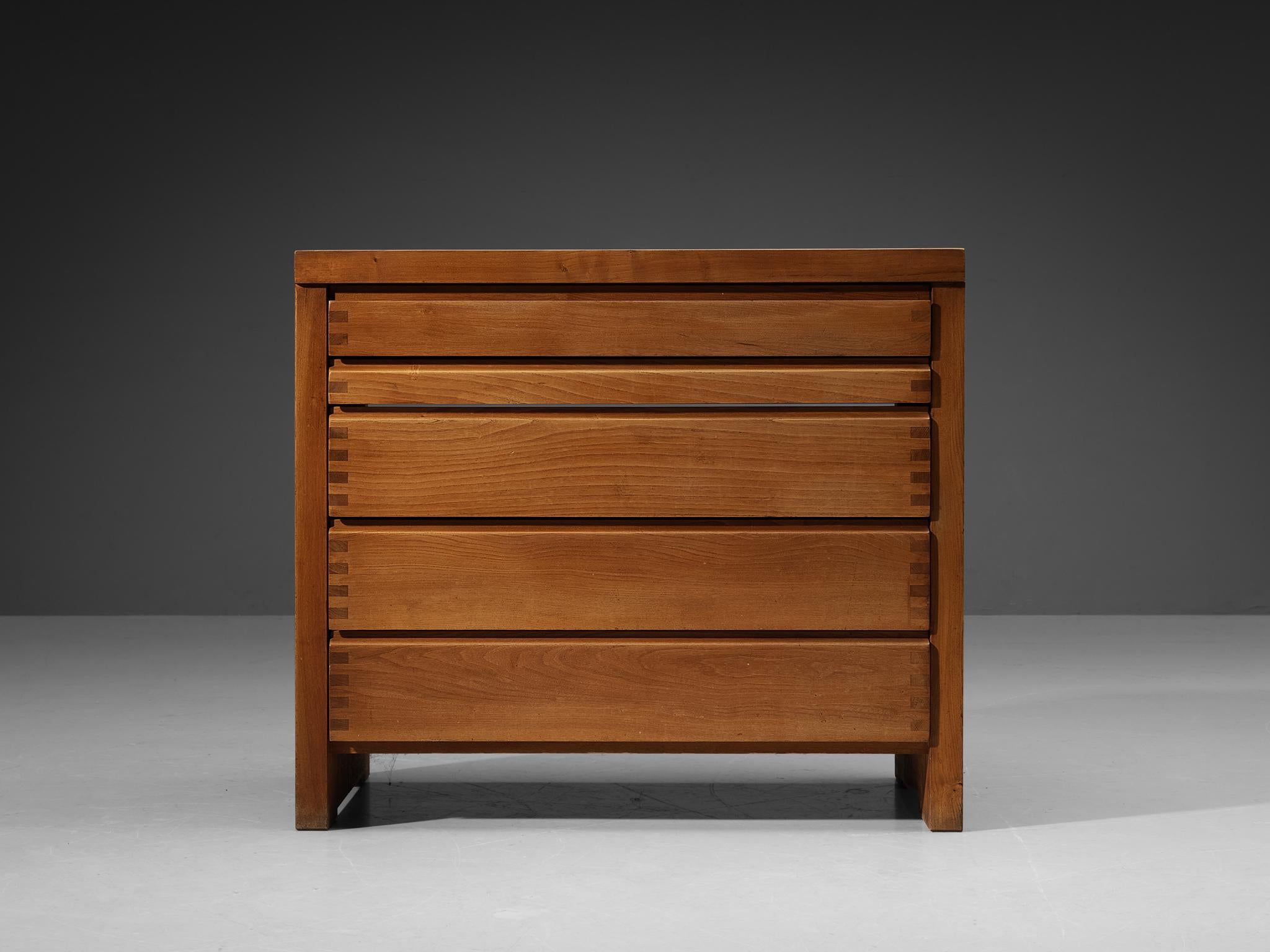 Mid-Century Modern Early Pierre Chapo Chest of Drawers in Solid Elm