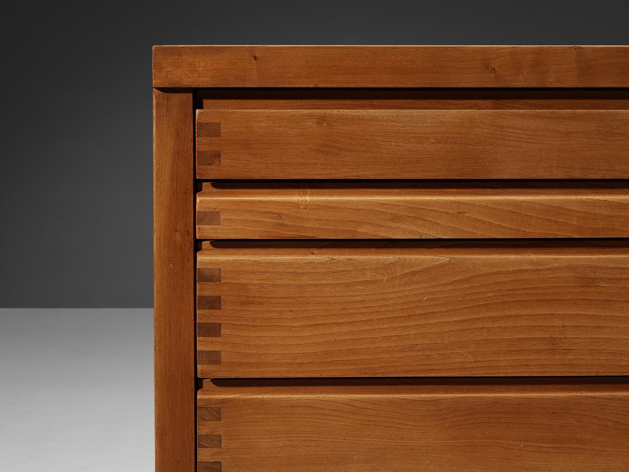 Mid-20th Century Early Pierre Chapo Chest of Drawers in Solid Elm