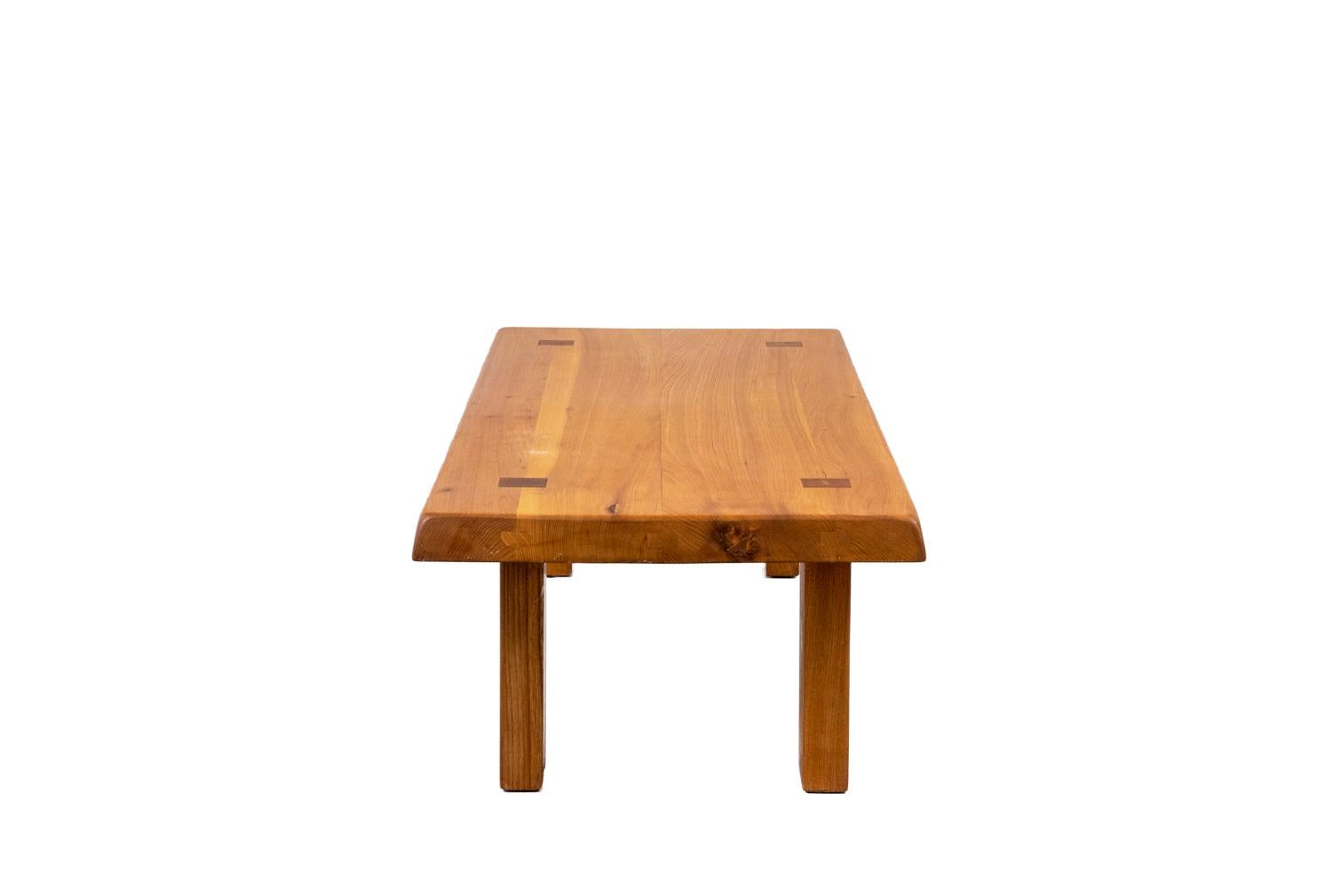 French Pierre Chapo, Coffee Table in Elm, 1960s