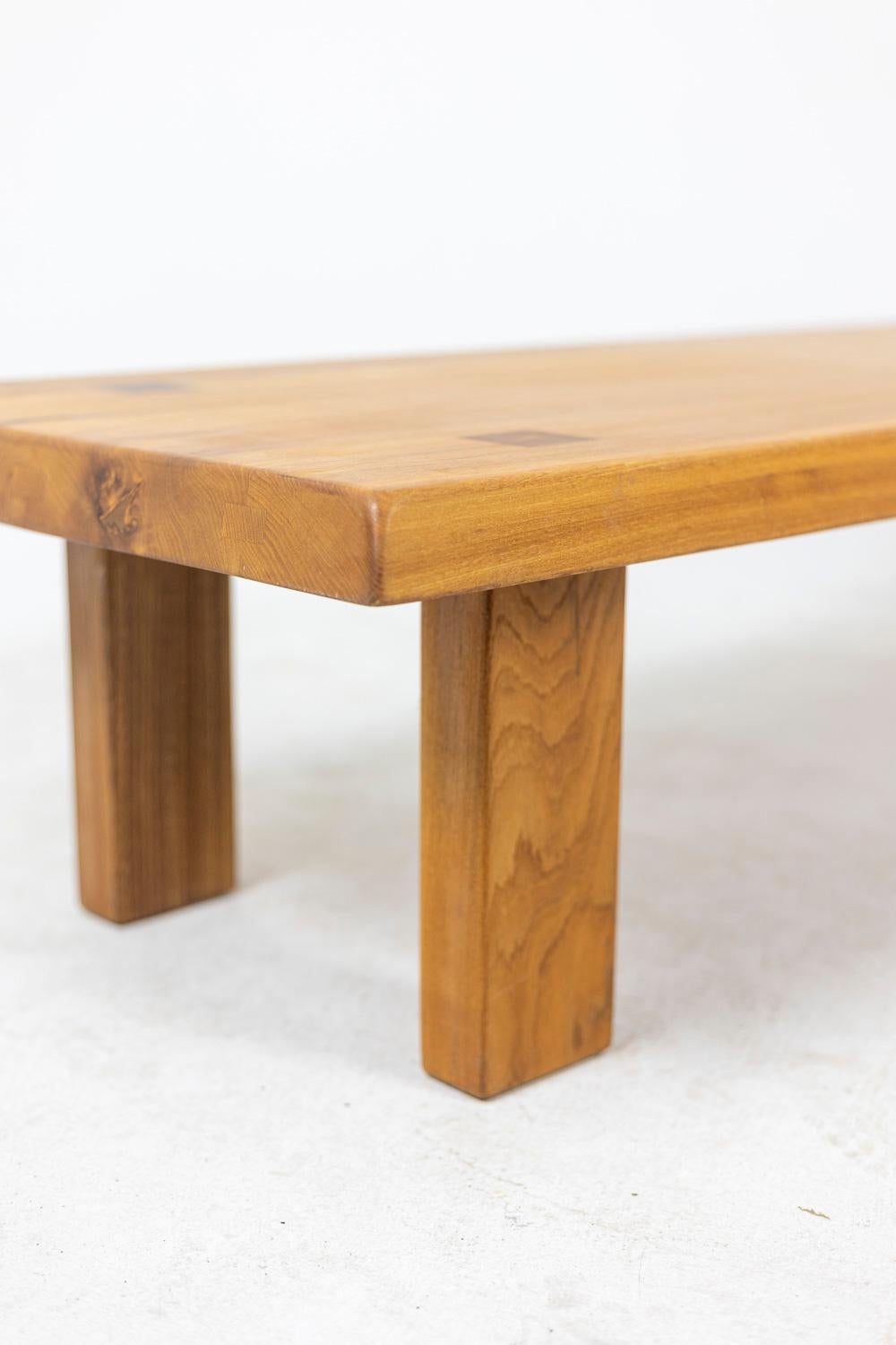 20th Century Pierre Chapo, Coffee Table in Elm, 1960s