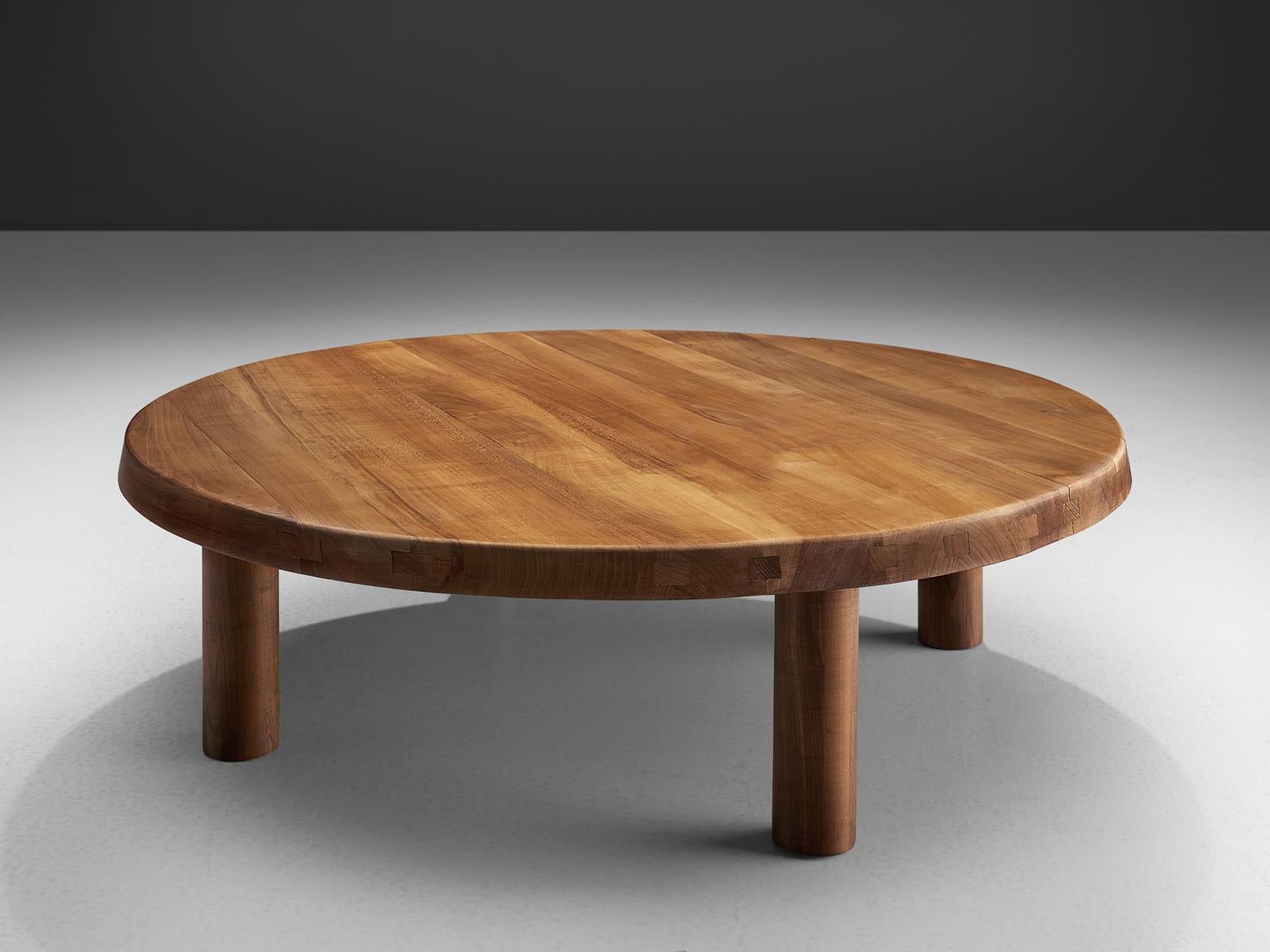 Pierre Chapo, coffee table T02A, elm, France, design 1963, execution 1960s. 

This coffee table comes from the first generation of Chapo furniture. The piece is a true classic by Chapo in the way it is proportioned. The thick, detachable cylindrical