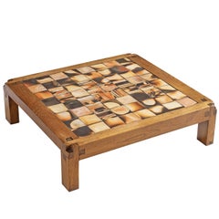 Pierre Chapo Coffee Table in Elmwood and Ceramic