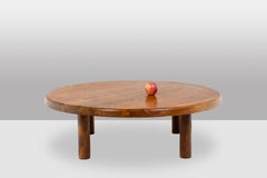 Pierre Chapo. Table basse en orme blond massif des années 1970.
