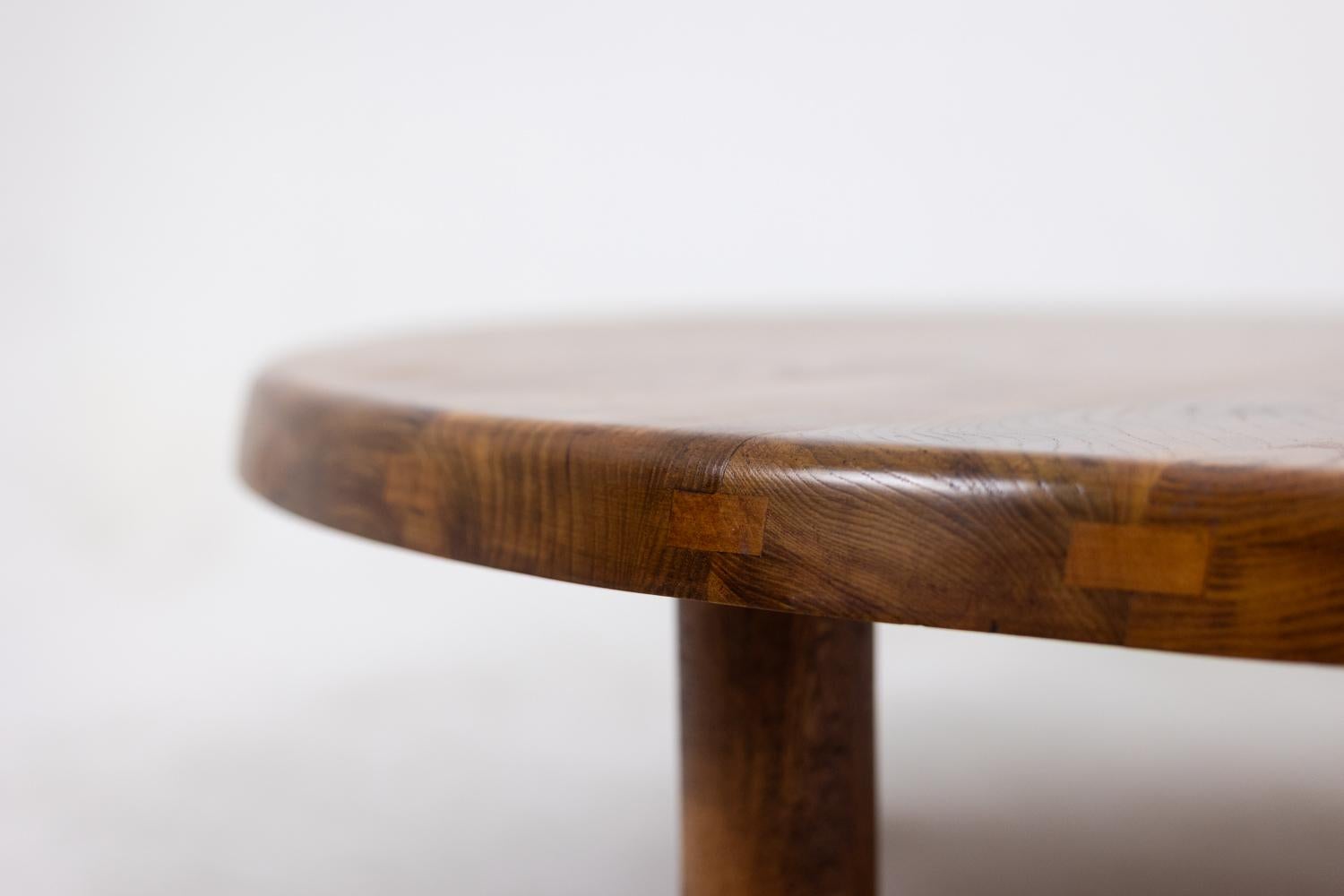 Pierre Chapo. Mesa de centro de olmo rubio macizo. 1970s. Francés en venta