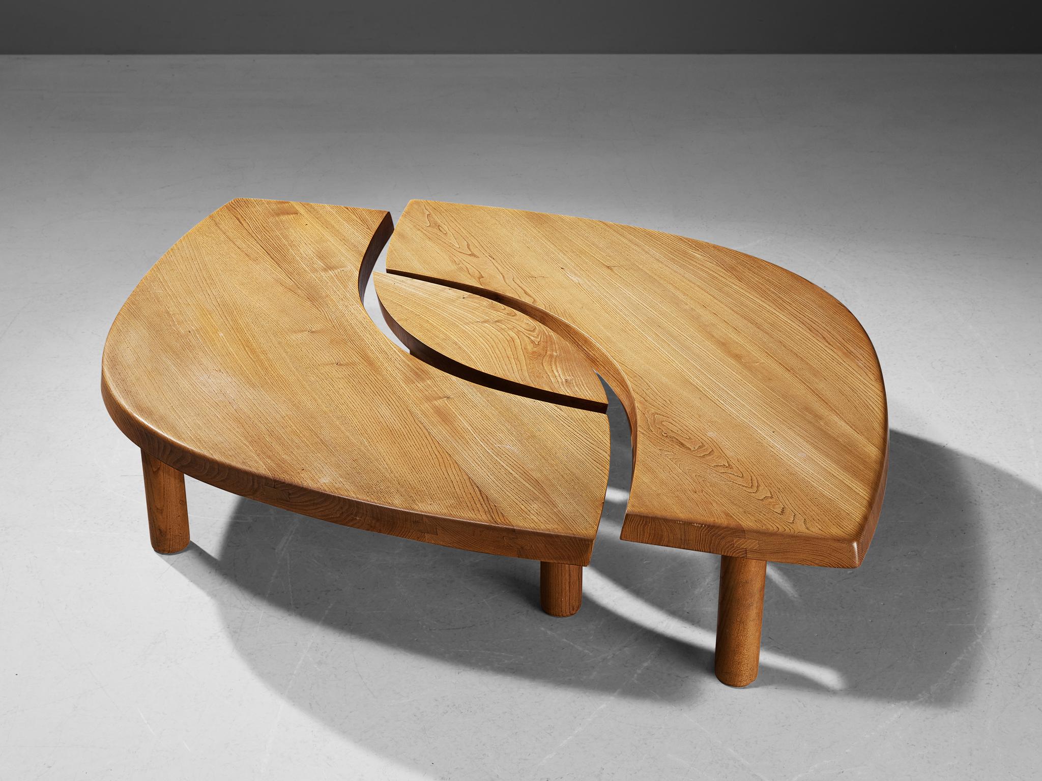 Pierre Chapo, coffee table, model T22C, elm, France, circa 1972.

This design is an early edition, created according to the original craft methodology of Pierre Chapo. This beautiful eye-shaped cocktail table is designed by the French designer and