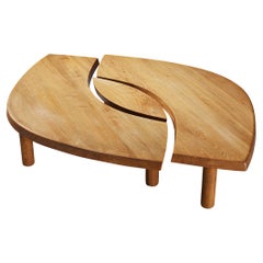 Retro Pierre Chapo Coffee Table 'L'oeuil' in Solid Elm T22C 