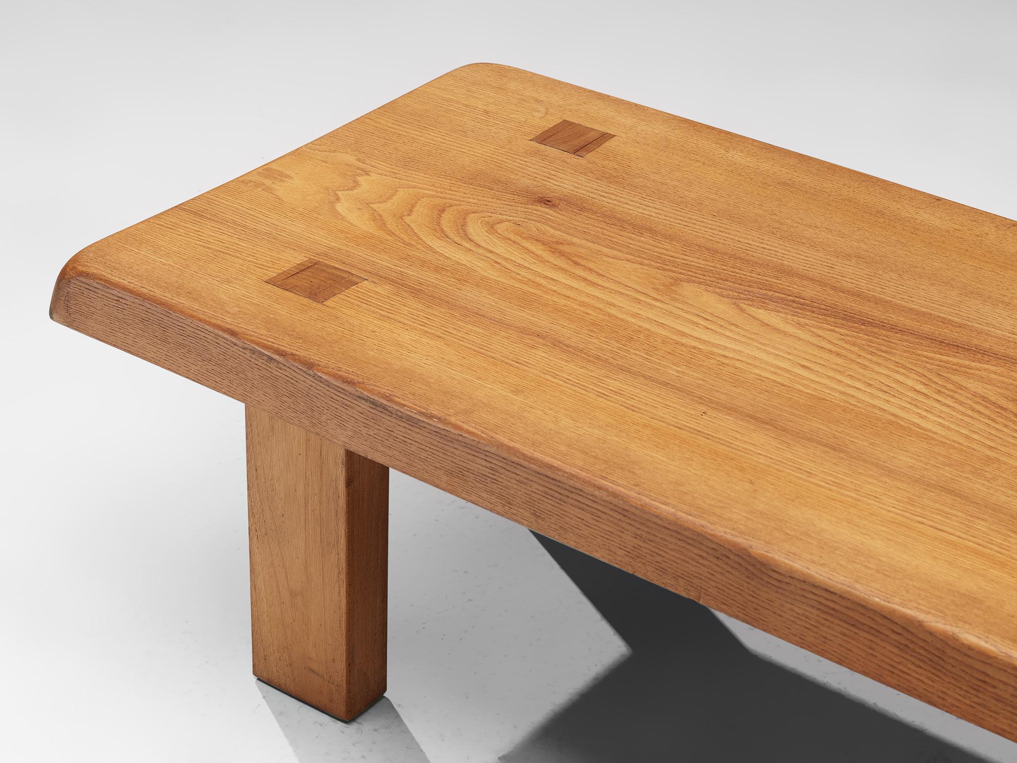 Pierre Chapo Coffee Table 'T08' in Solid Elm In Good Condition In Waalwijk, NL