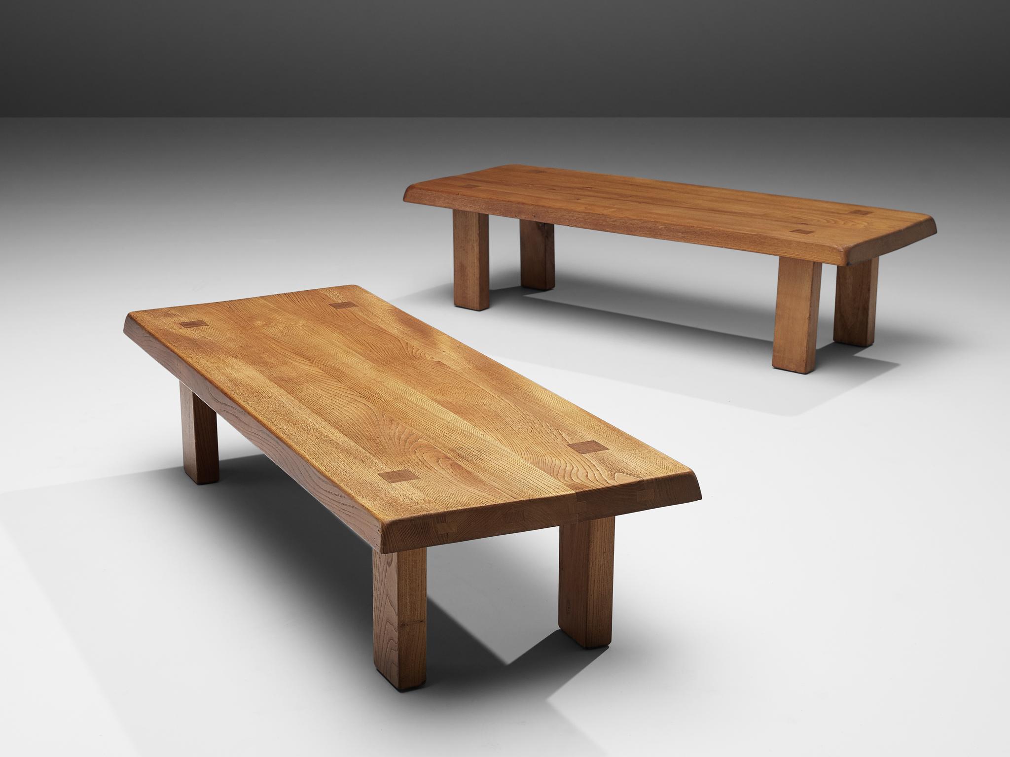 French Pierre Chapo Coffee Table 'T08' in Solid Elm