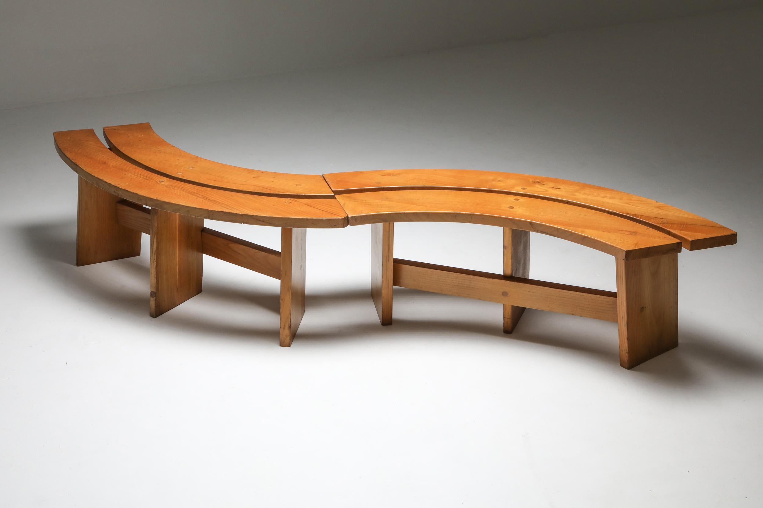 Pierre Chapo Curved Bench in Elmwood 1