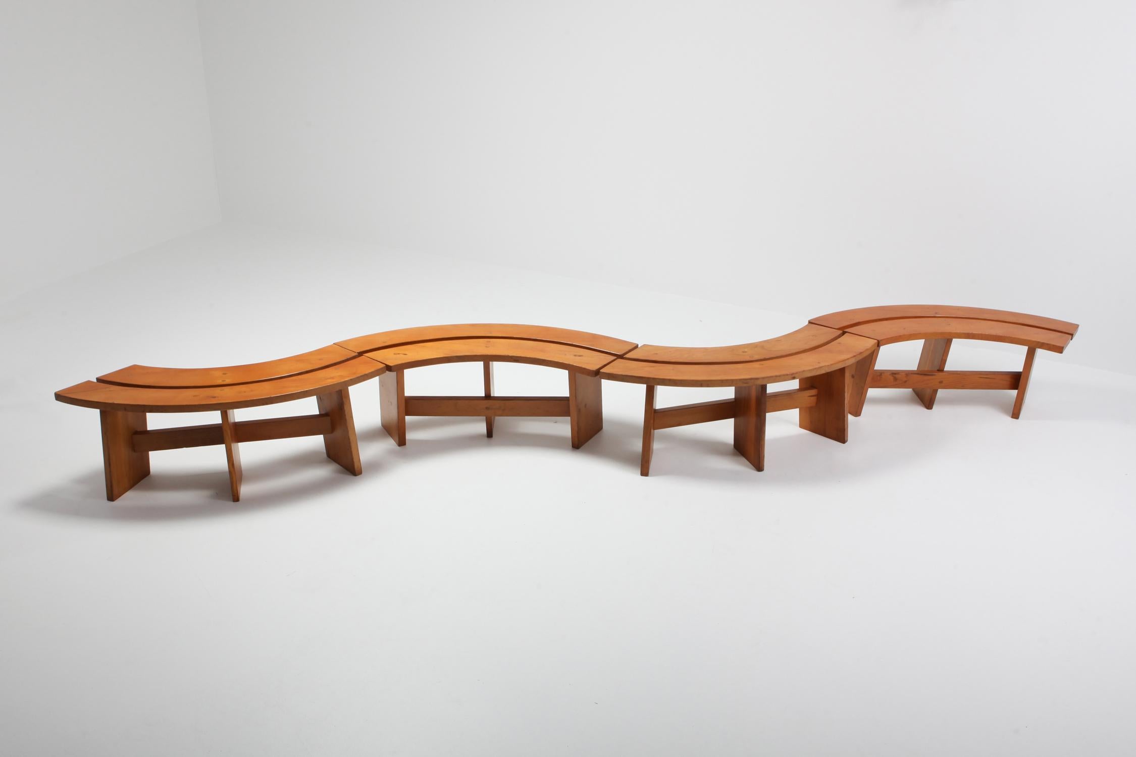 Pierre Chapo Curved Bench in French Elm 6
