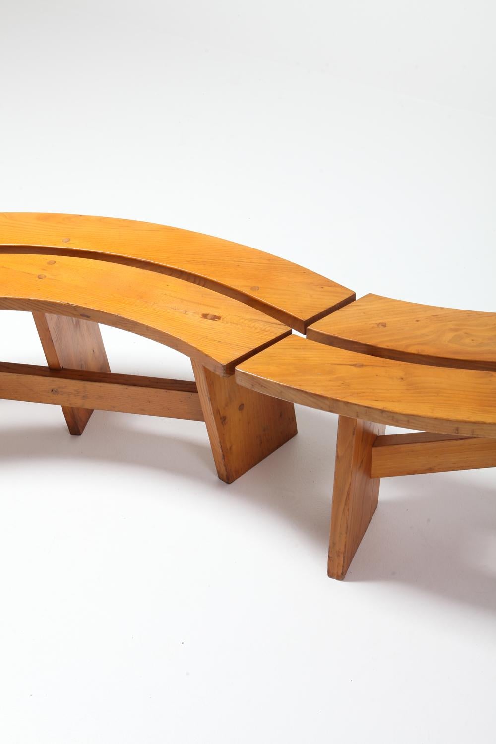 Pierre Chapo Curved Bench in French Elm 7