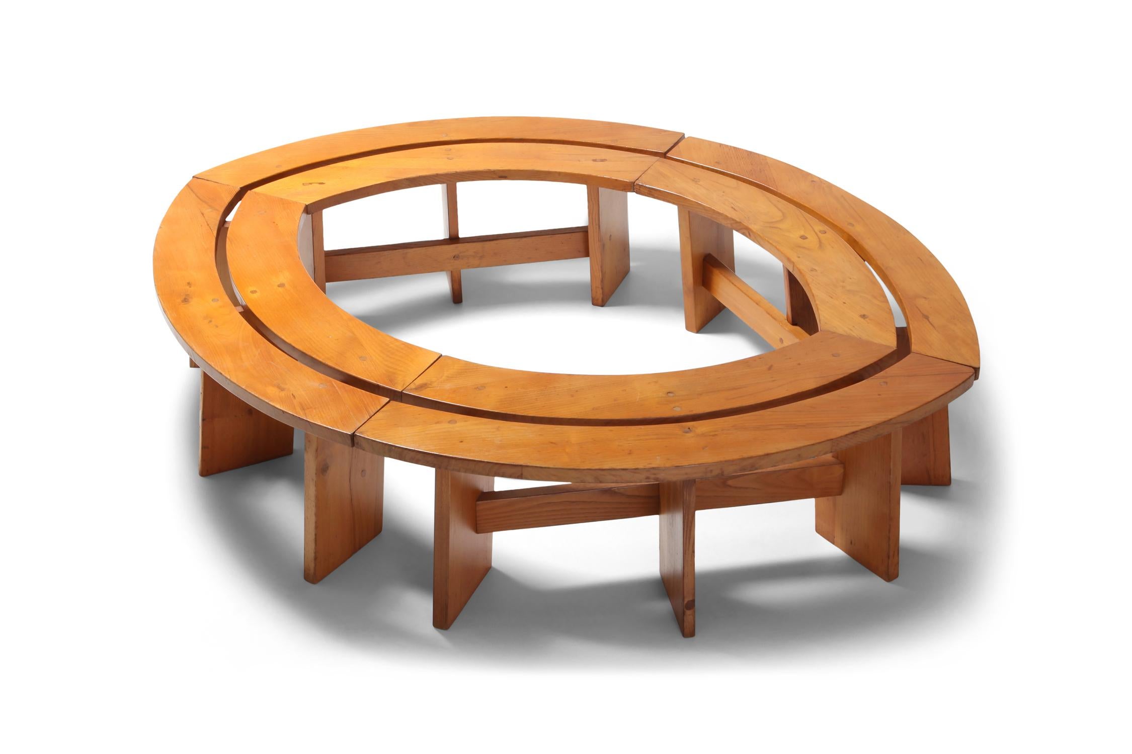 Other Pierre Chapo Curved Bench in French Elm