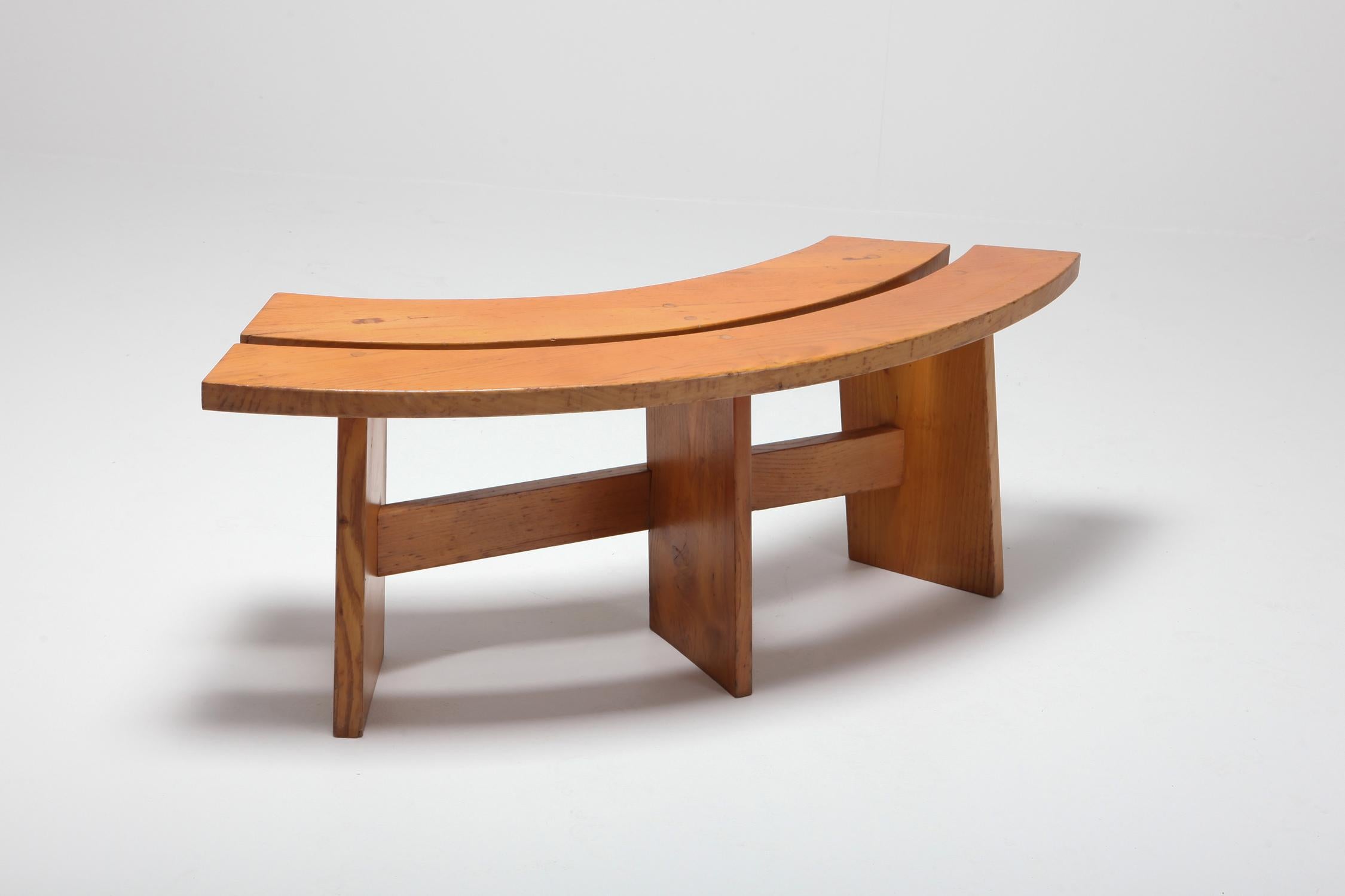Pierre Chapo Curved Bench in French Elm 1