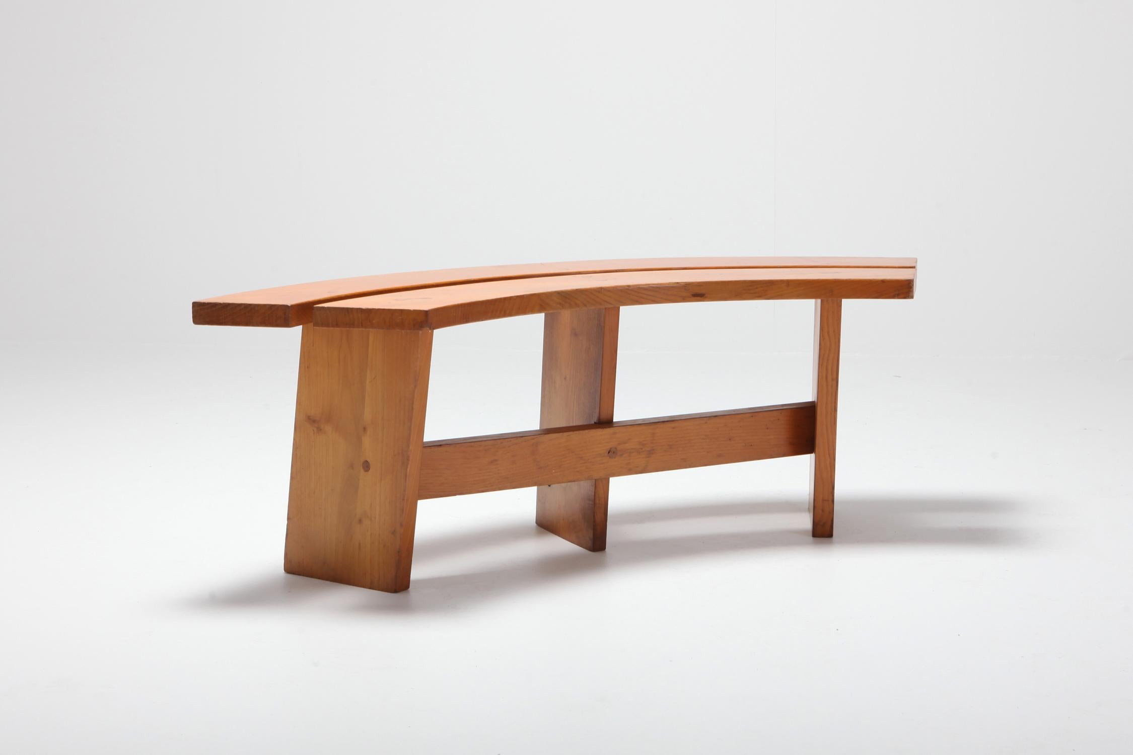 Pierre Chapo Curved Bench in French Elm 2