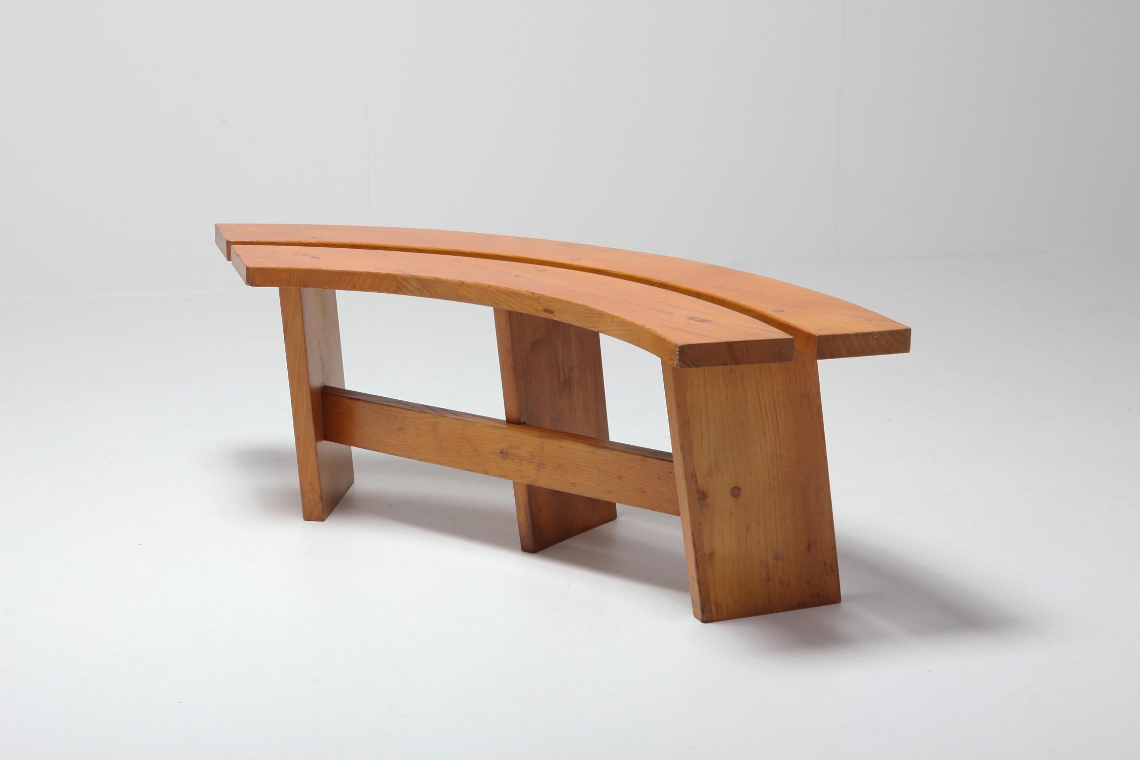 Pierre Chapo Curved Bench in French Elm 3