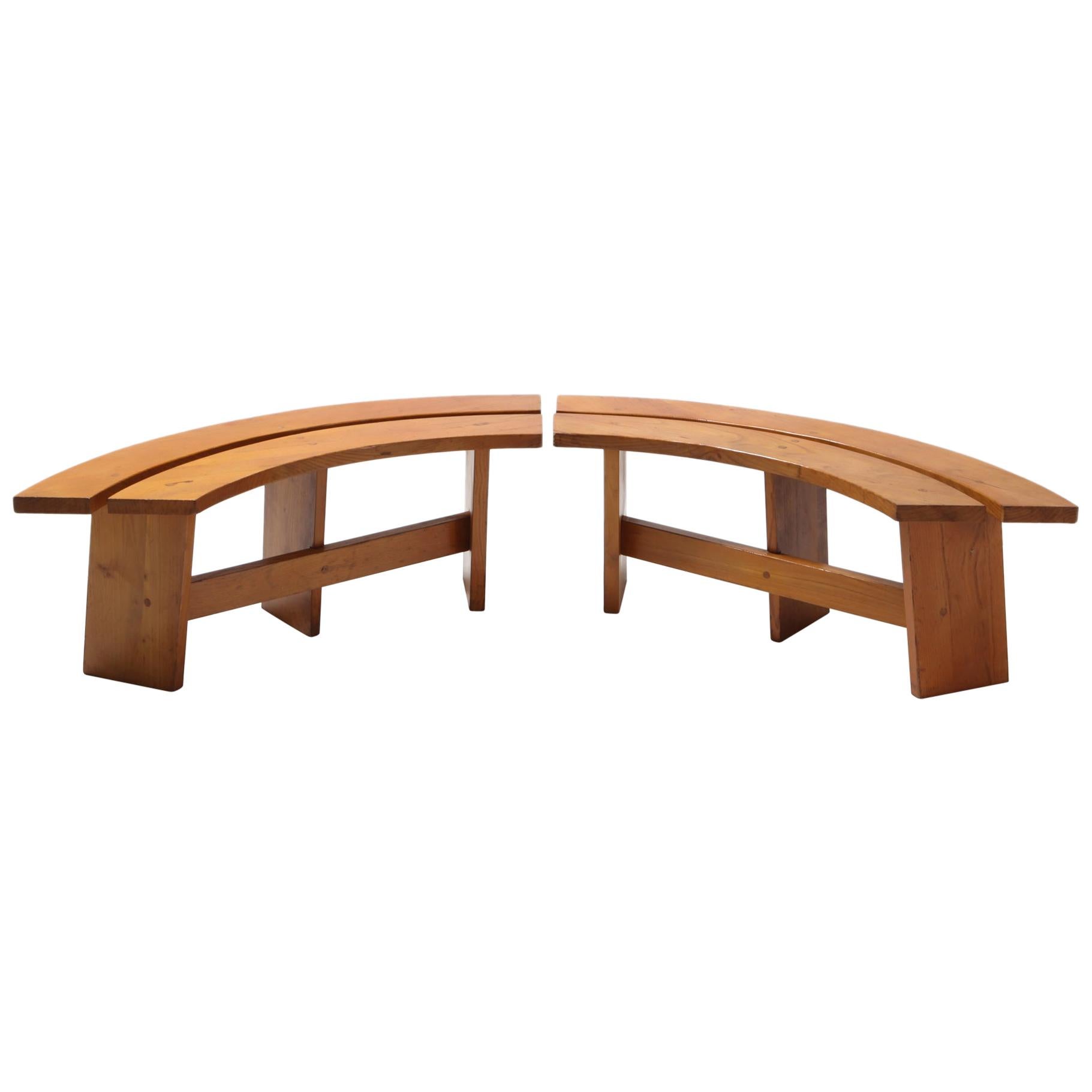 Pierre Chapo Curved Bench in French Elm