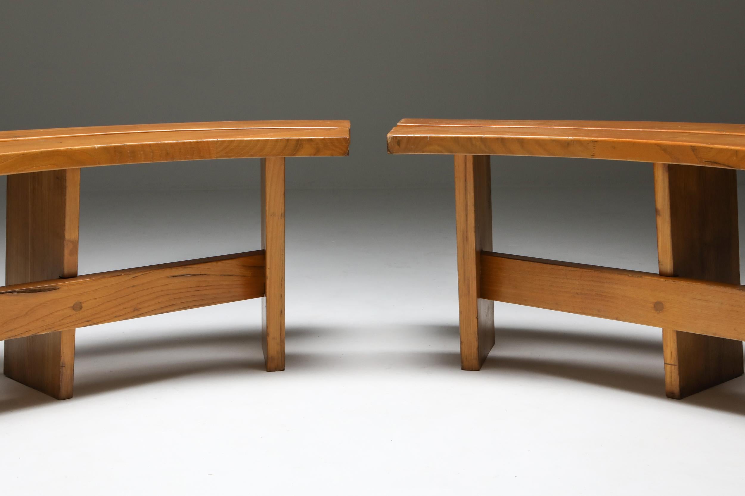 Pierre Chapo Curved Benches in French Elm 6