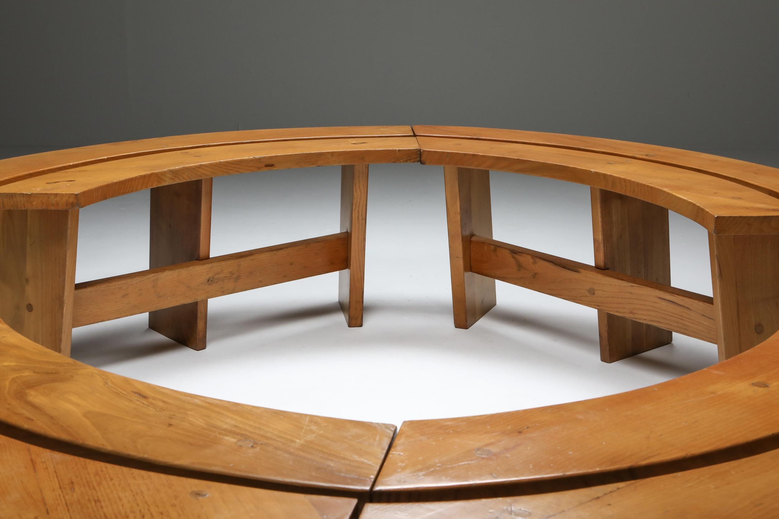 Pierre Chapo Curved Benches in French Elm 1